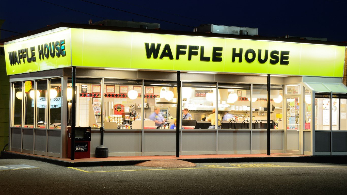 Athens, USA - June 1, 2011: Waffle House is an iconic diner in the Southern United States and is popular for both breakfast and late night dining.