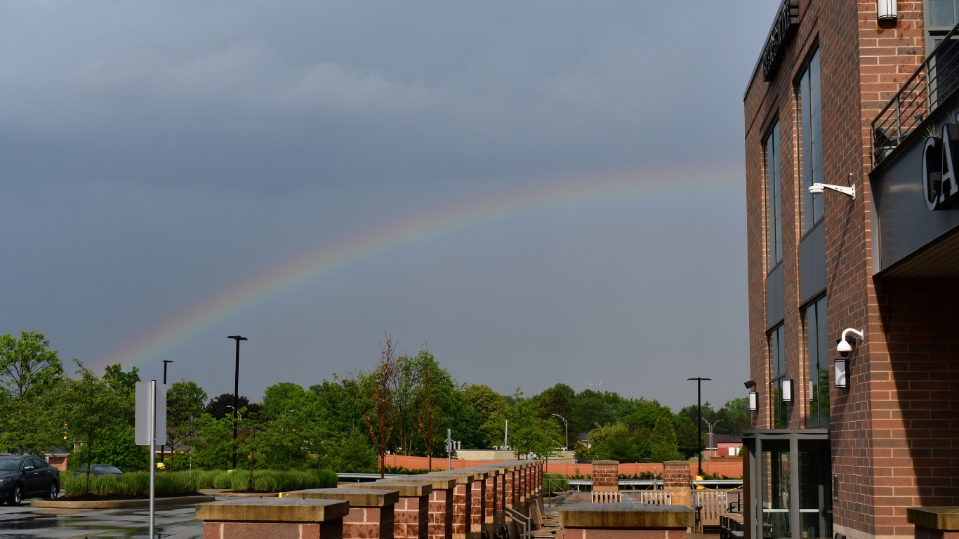 Rainbow over Cuyahoga Falls Oh... by Raymond Wambsgans
