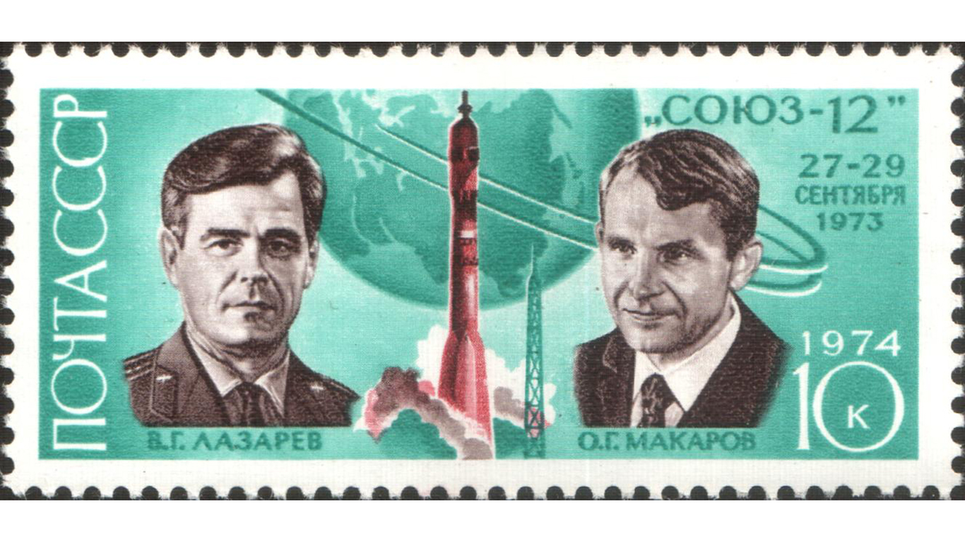 USSR stamp Soyuz-12 1973 by Matsievsky