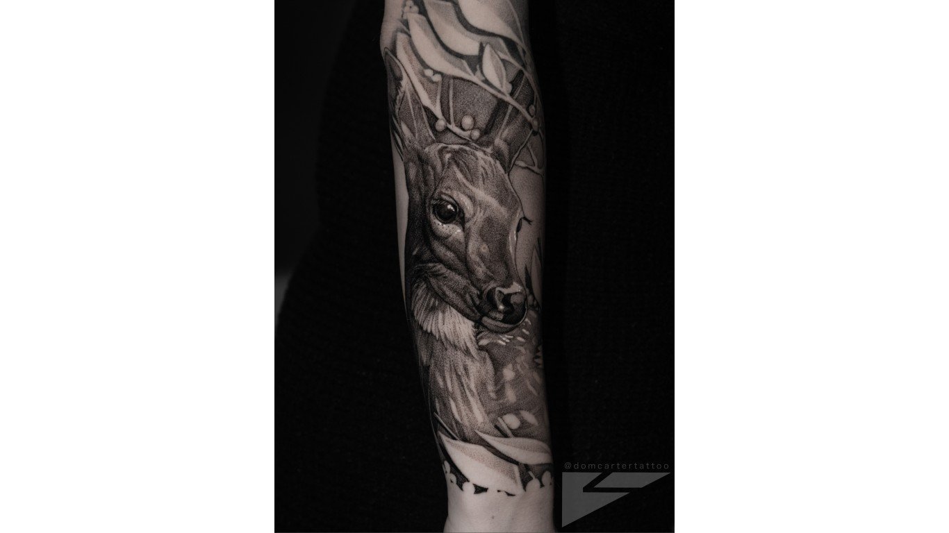 Dominic Carter Deer Tattoo by DomCarterTattoo