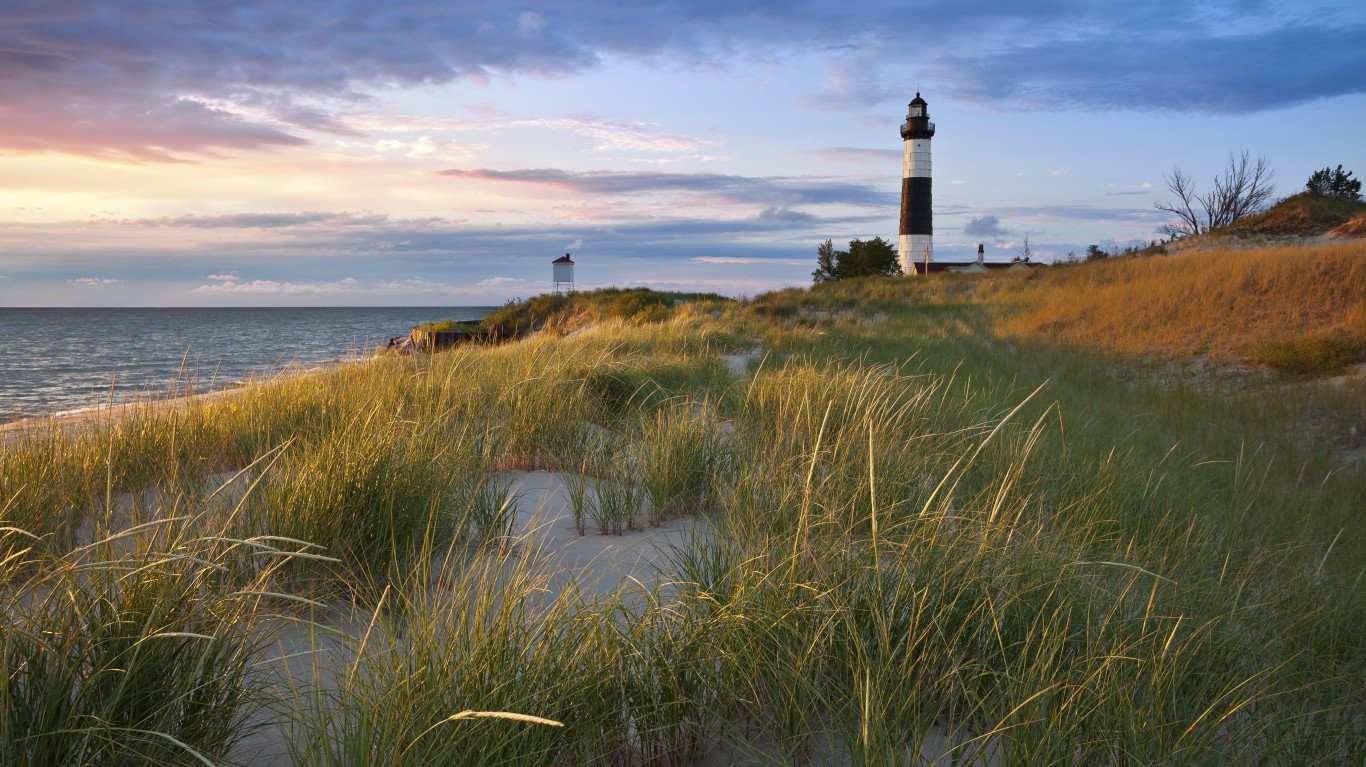 Big Sable Point Lighthouse and the Lake Michigan shoreline