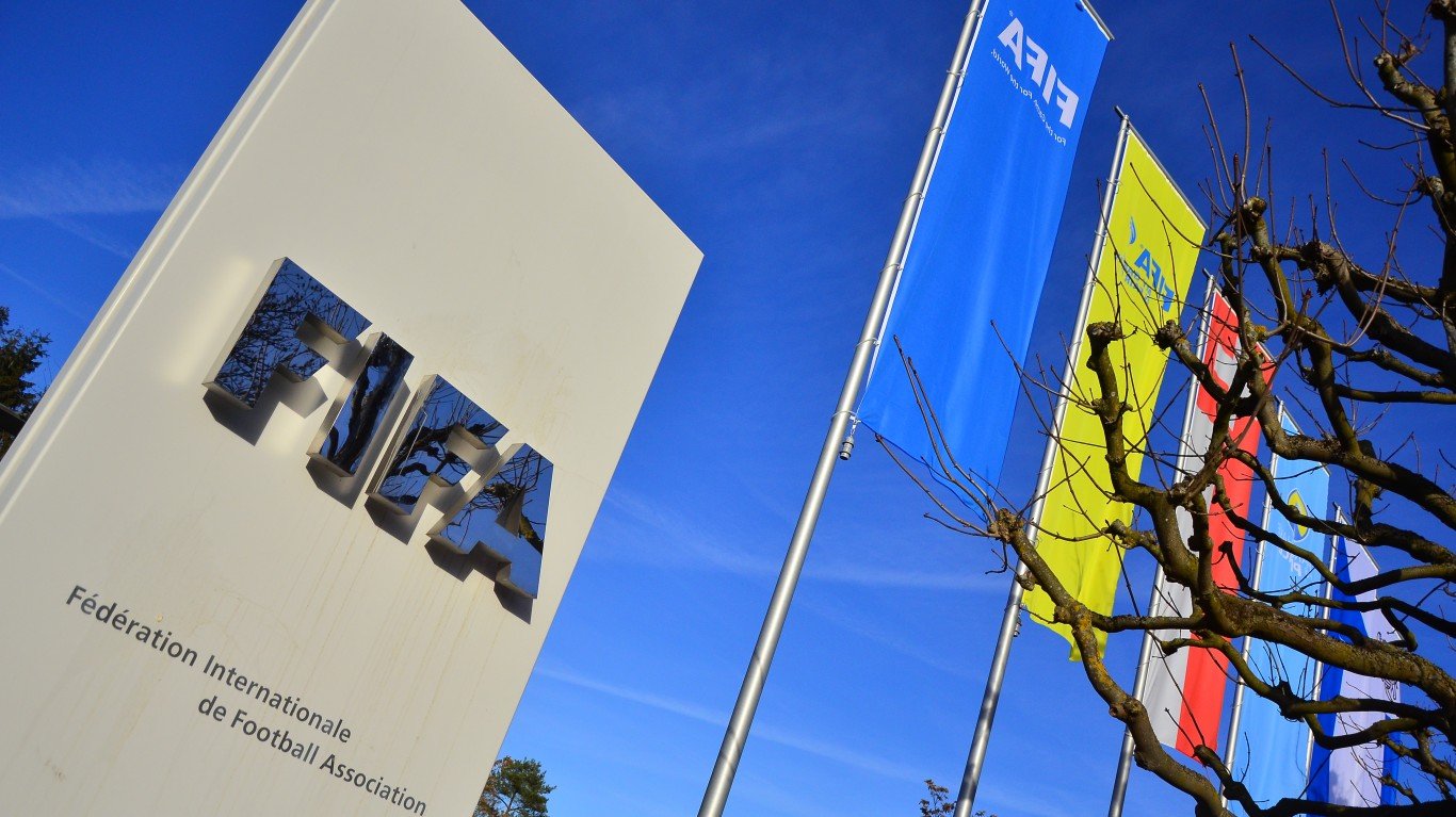 Fifa logo and flags at Fifa he... by Ben Sutherland