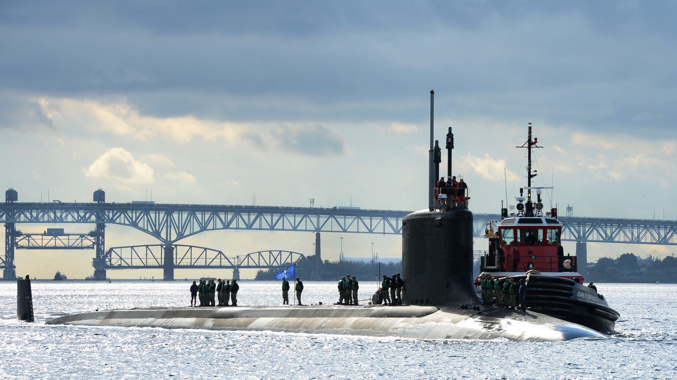 USS Indiana transits the Thame... by Official U.S. Navy Page