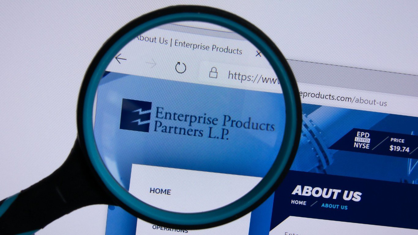 Enterprise Products Partners L.P. Logo On Screen Under Magnifying Glass by Jernej Furman