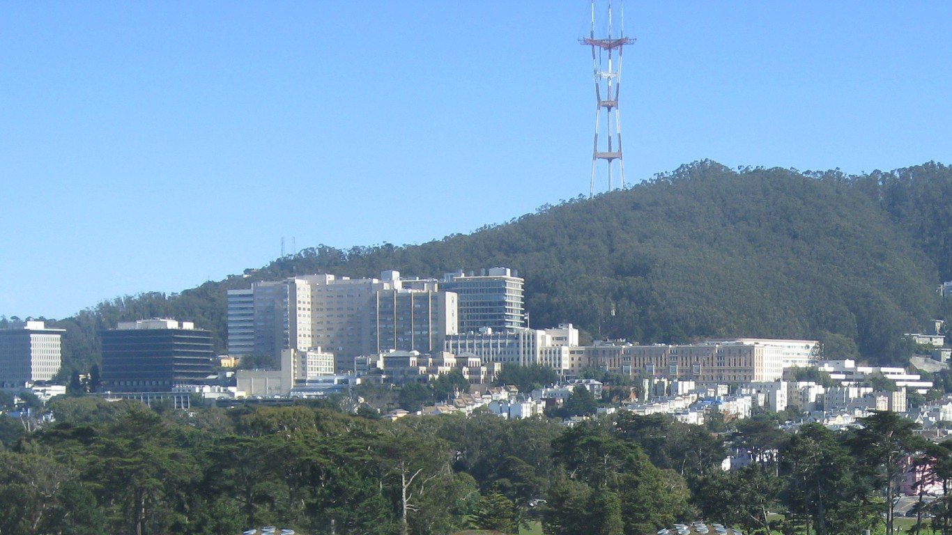 UCSF Medical Center and Sutro Tower in 2008 by Hourann Bosci