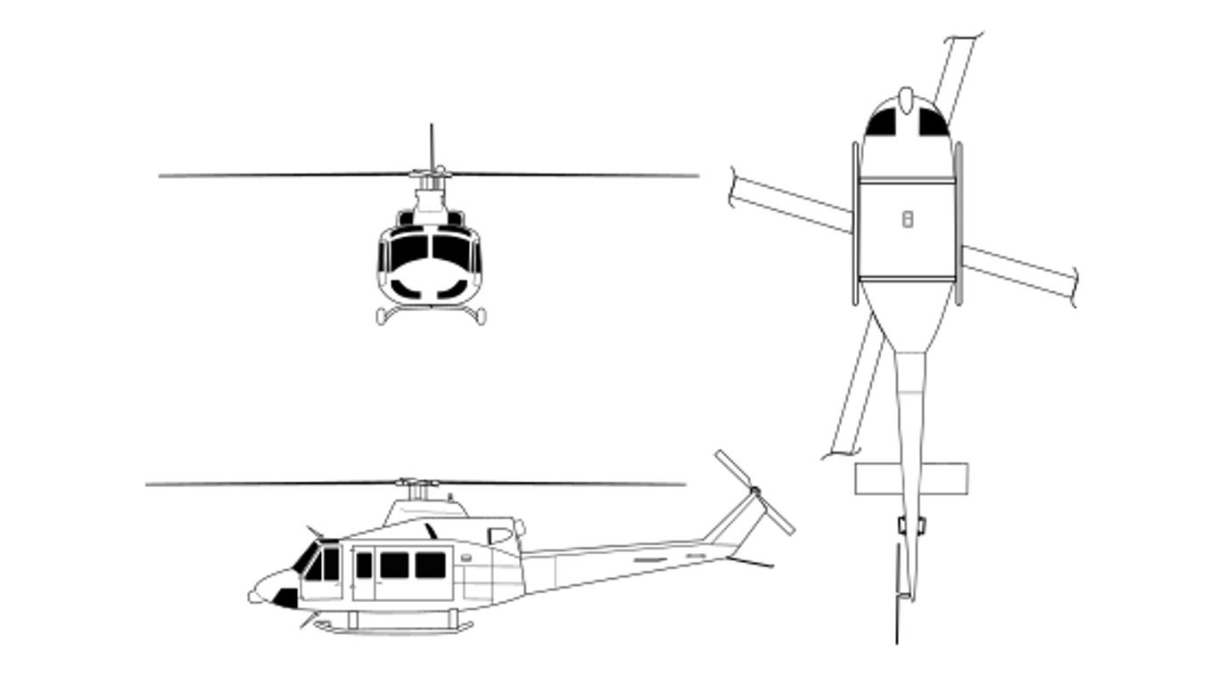 Bell 412 Line Drawing by Jetijones