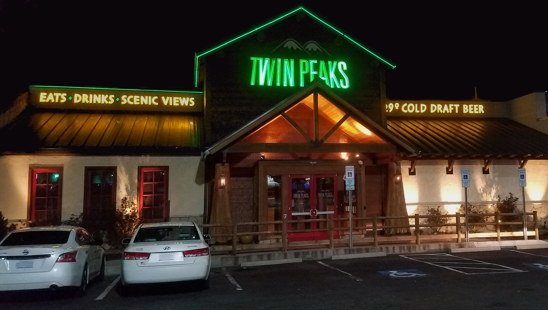 Twin Peaks nighttime exterior by Breawycker