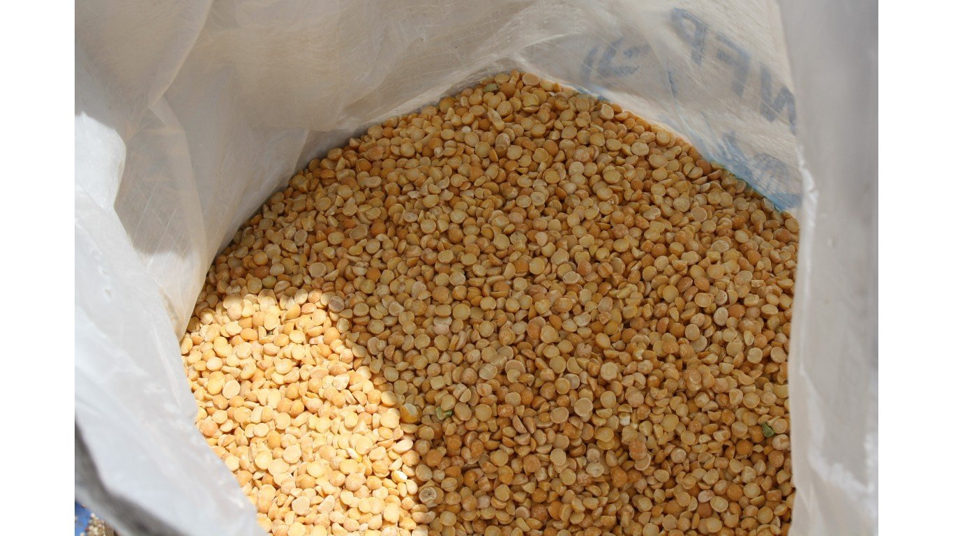 A sack of split peas by DFID - UK Department for International Development