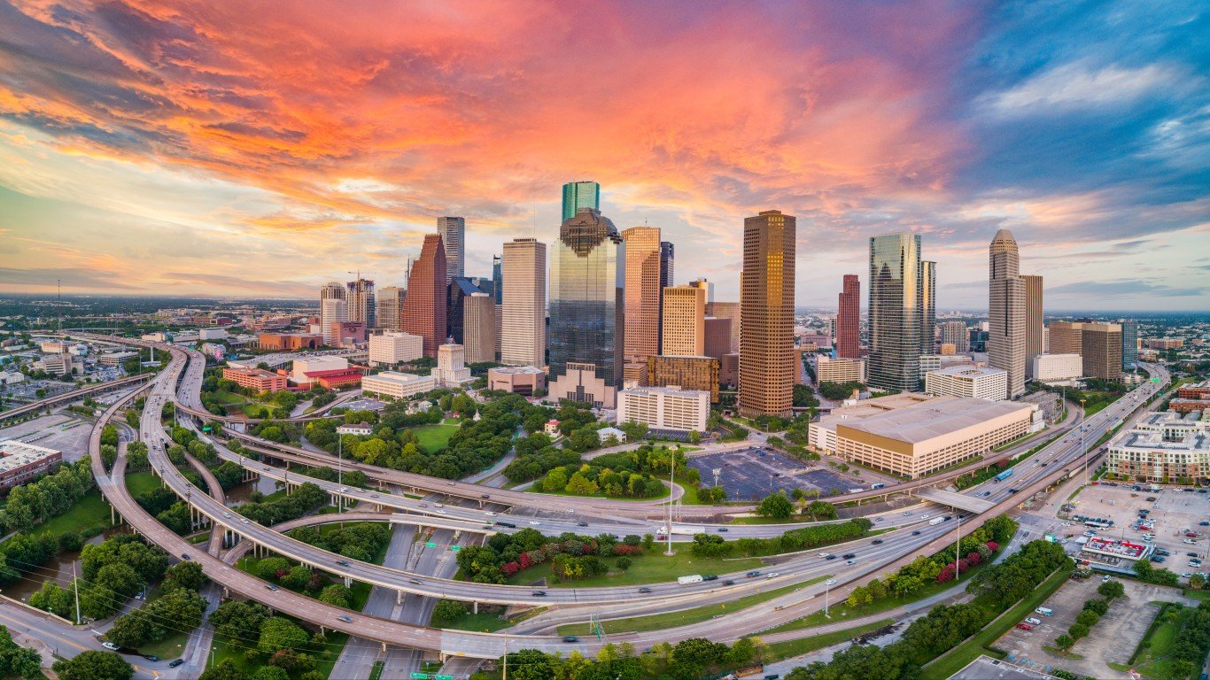 Texas | Houston, Texas, USA Drone Skyline Aerial Panorama