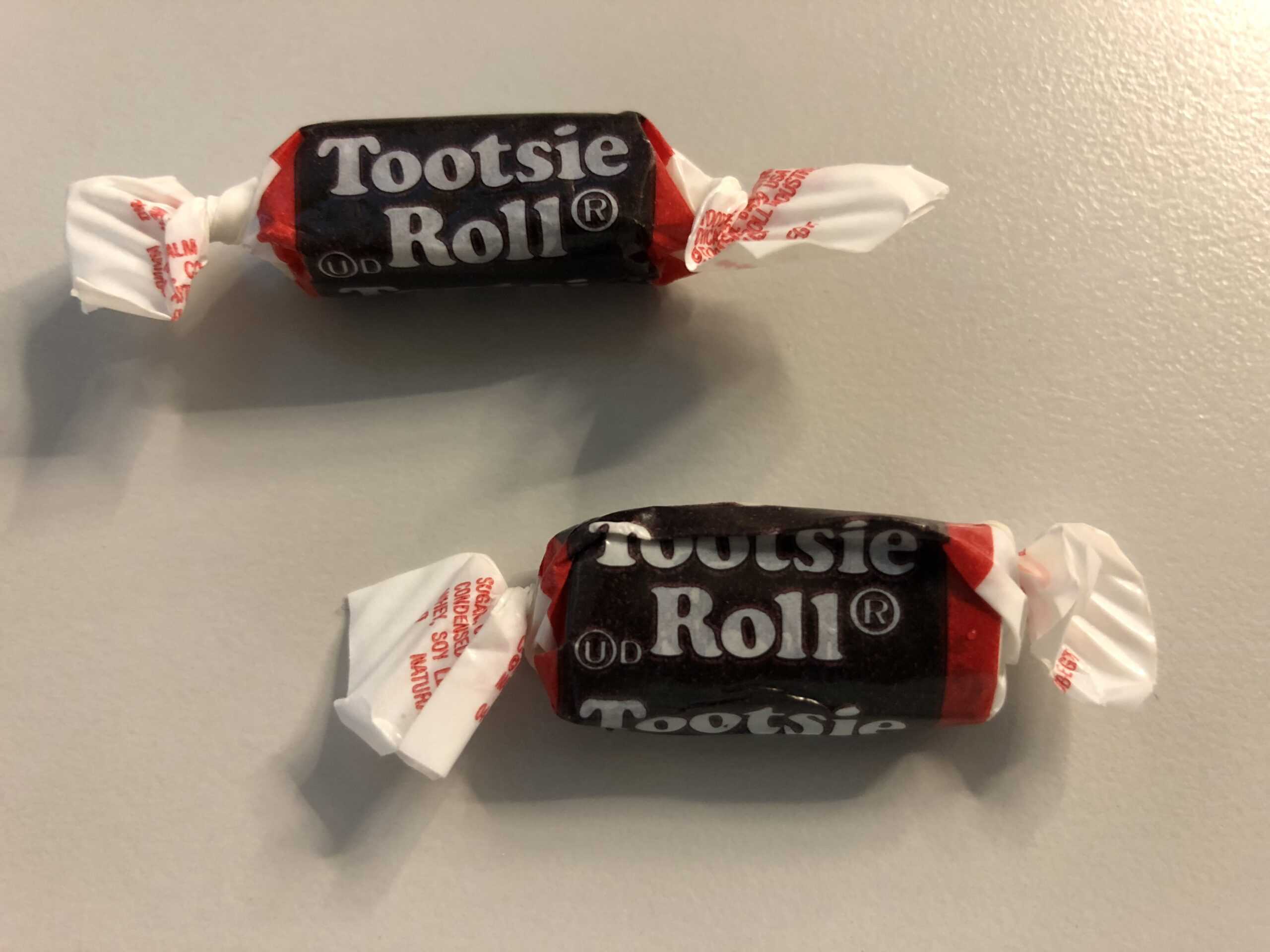 Two Tootsie Rolls in their wrappers in the Dulles section of Sterling, Loudoun County, Virginia by Famartin