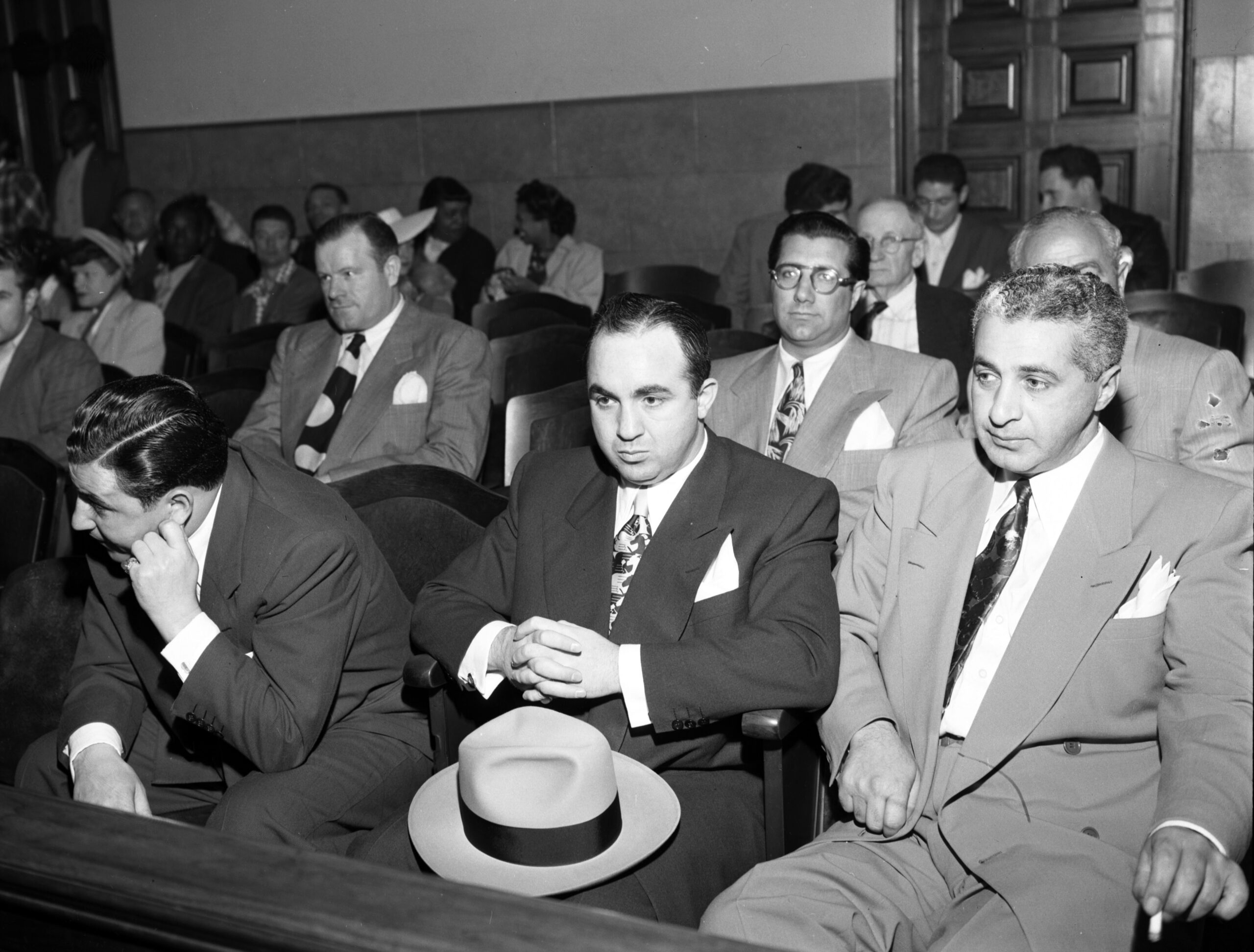 Mickey Cohen at his arraignment by Los Angeles Times