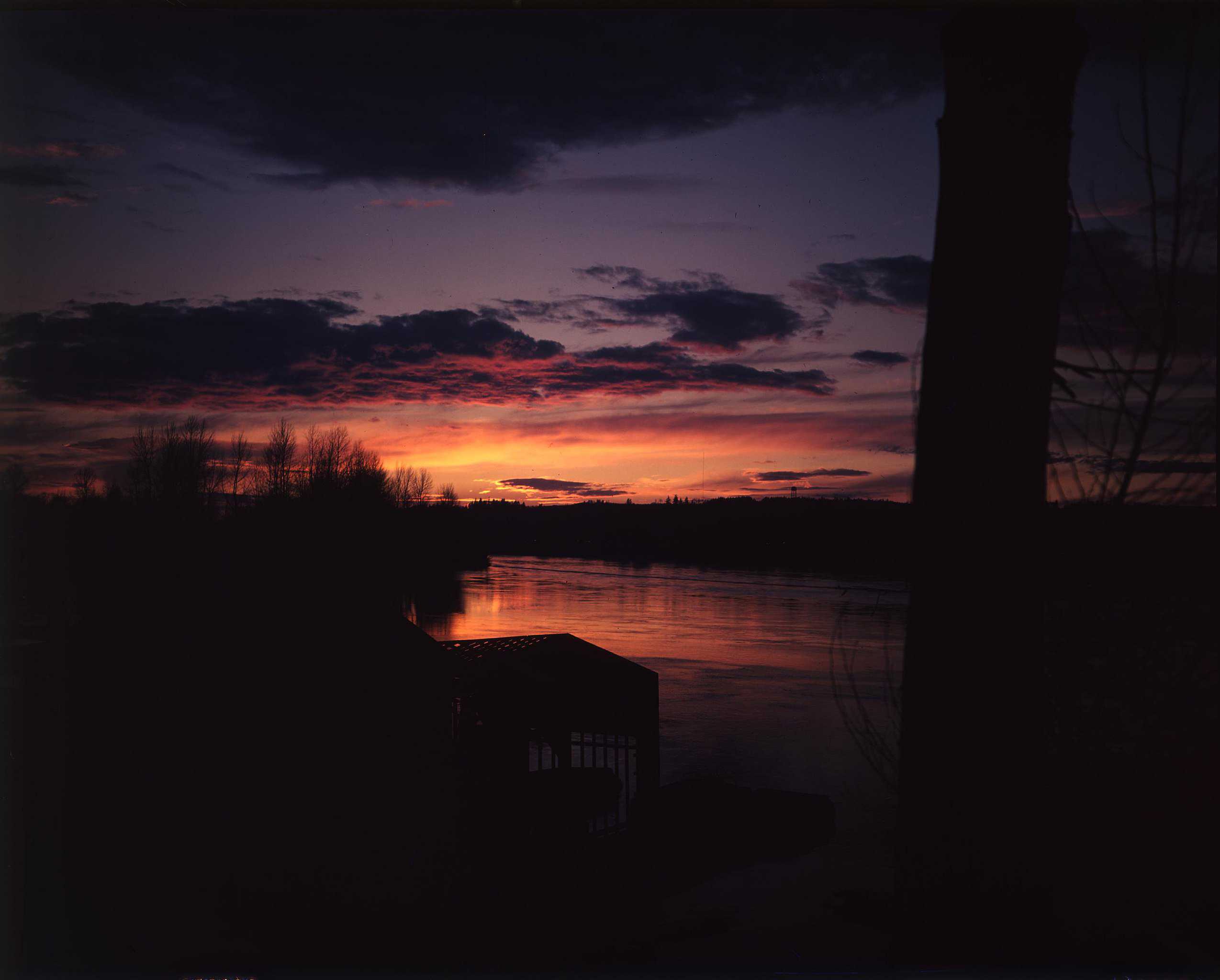Winter sunset on the Willamette River, Oregon
