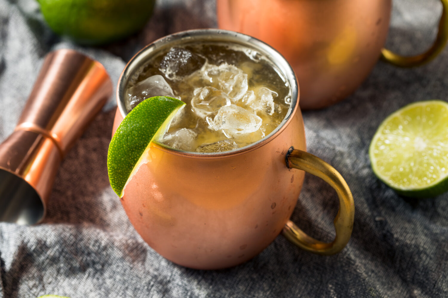 Boozy Bourbon Kentucky Mule Cocktail with Ginger Beer and Lime