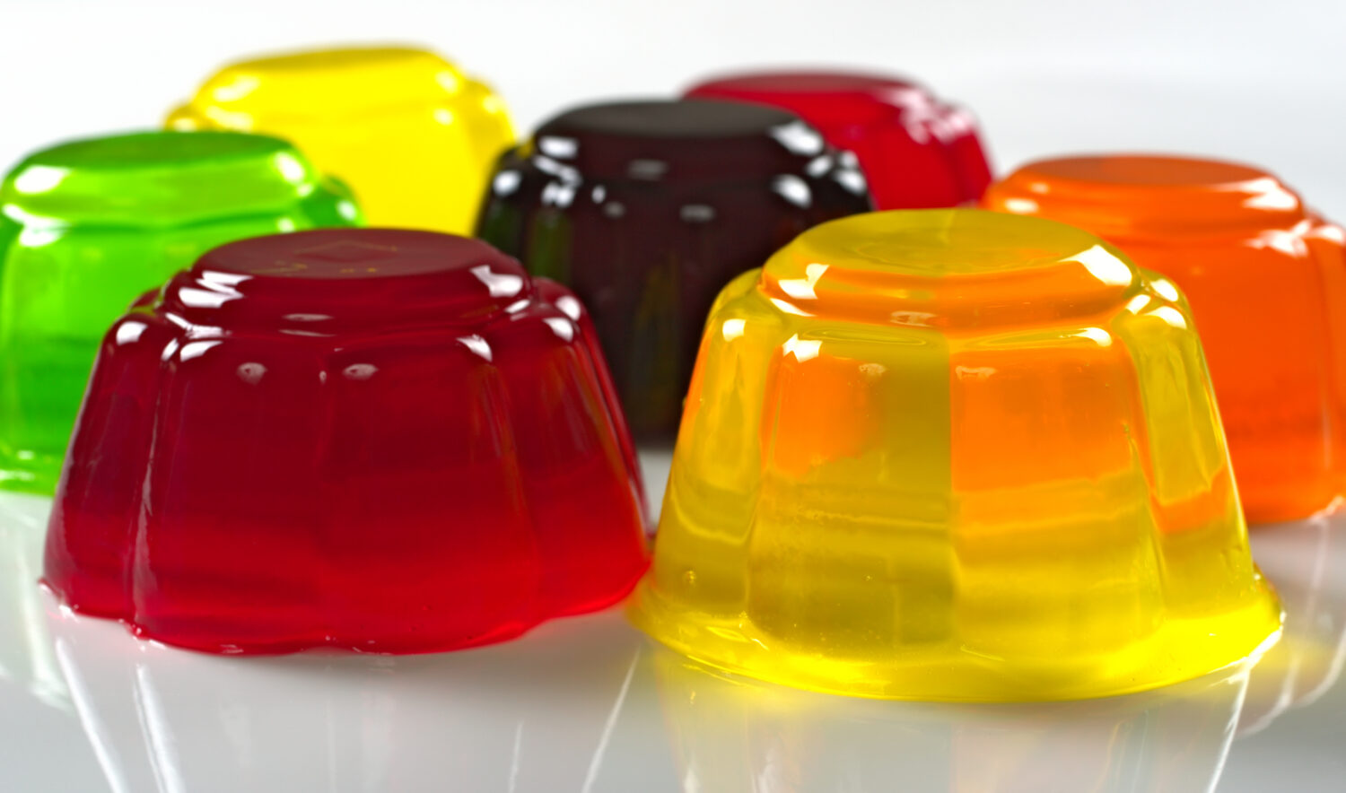 Different colored jellies (Selective Focus, Focus on the front)