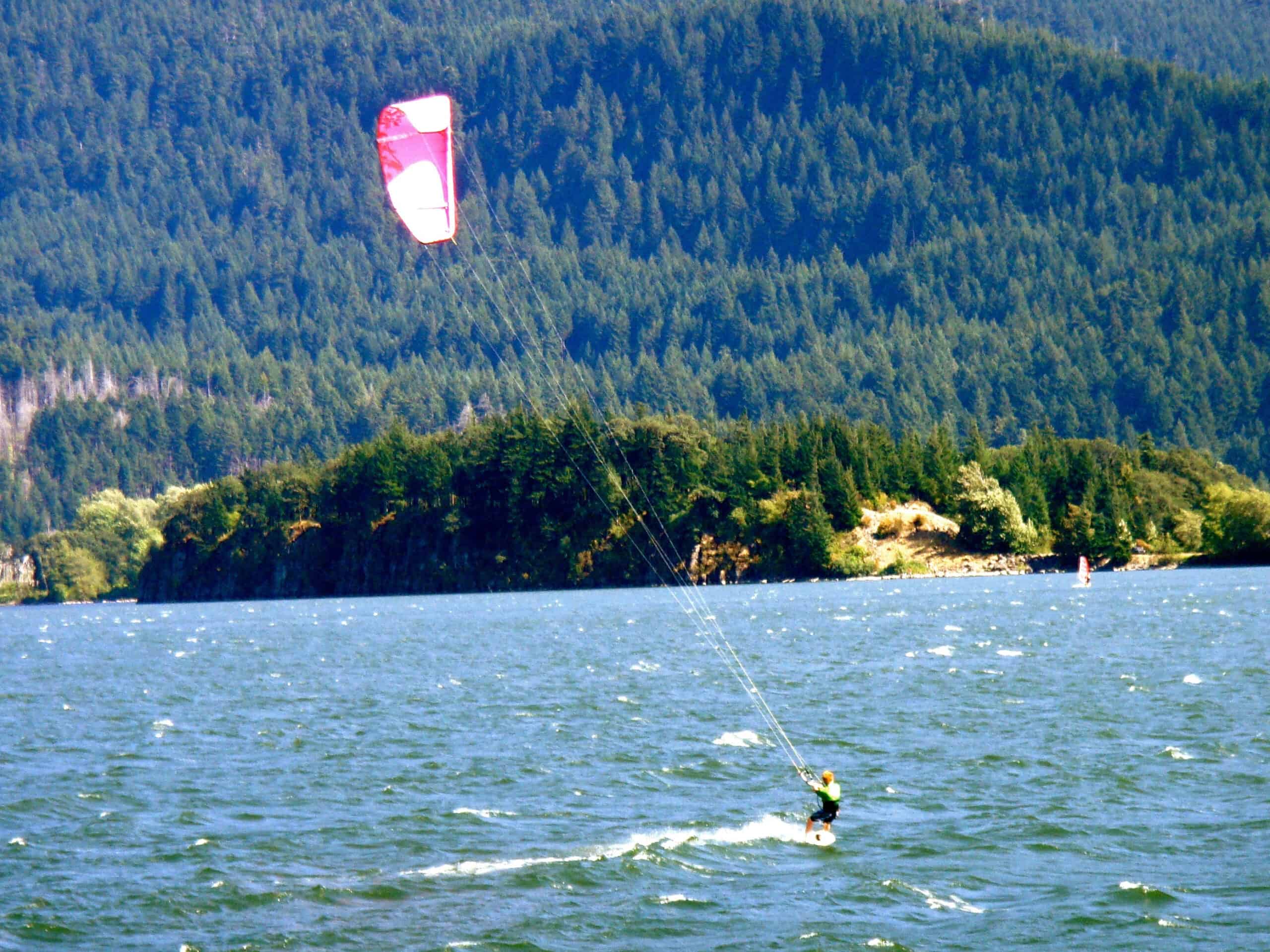 Wind Sail Surfing Kiteboarding in Columbia River Gorge