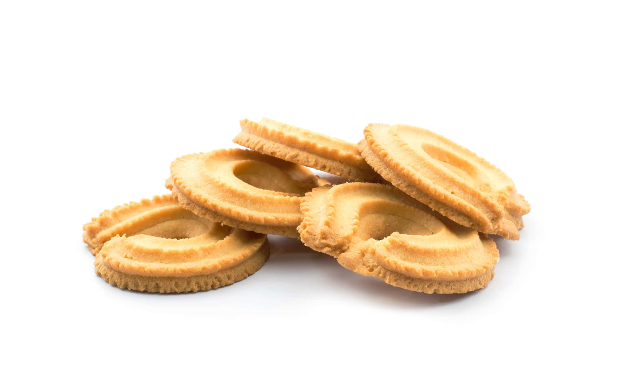 Isolated vanilla ring butte cookies or biscuit
