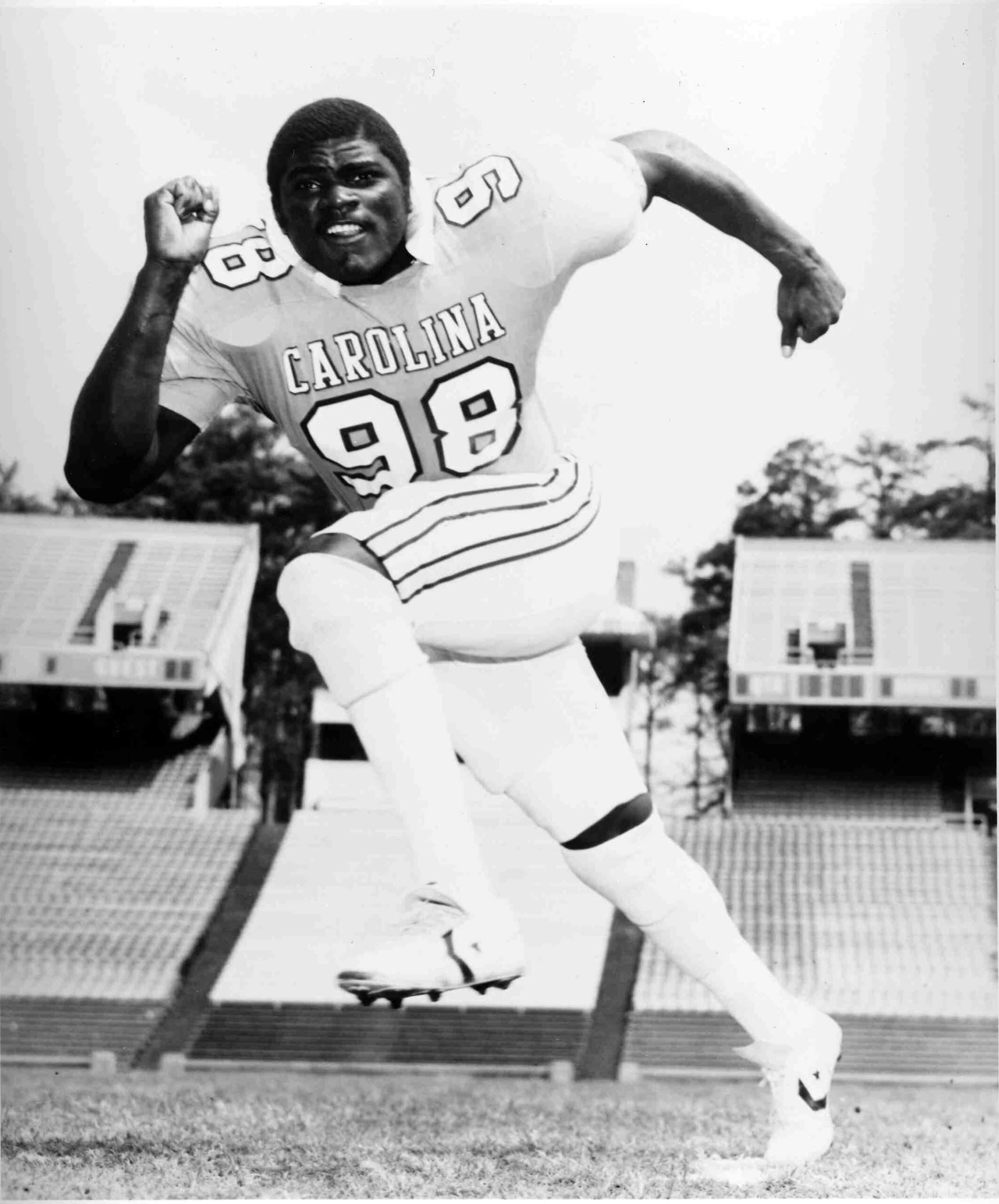 Hall of Fame linebacker Lawrence Taylor poses for his University of North Carolina headshot in 1980. The New York Giants selected Taylor second in the 1981 NFL Draft and he played 13 years with the team. (Photo by University of North Carolina/Getty Images) *** Local Caption ***