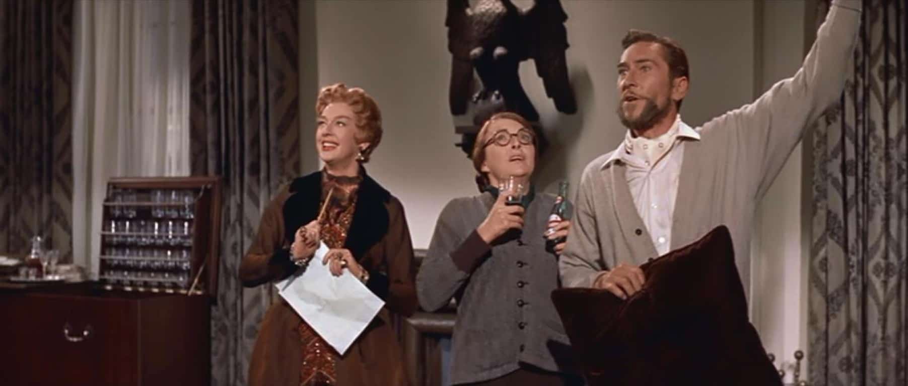 Auntie Mame (1958) | Peggy Cass, Robin Hughes, and Rosalind Russell in Auntie Mame (1958)