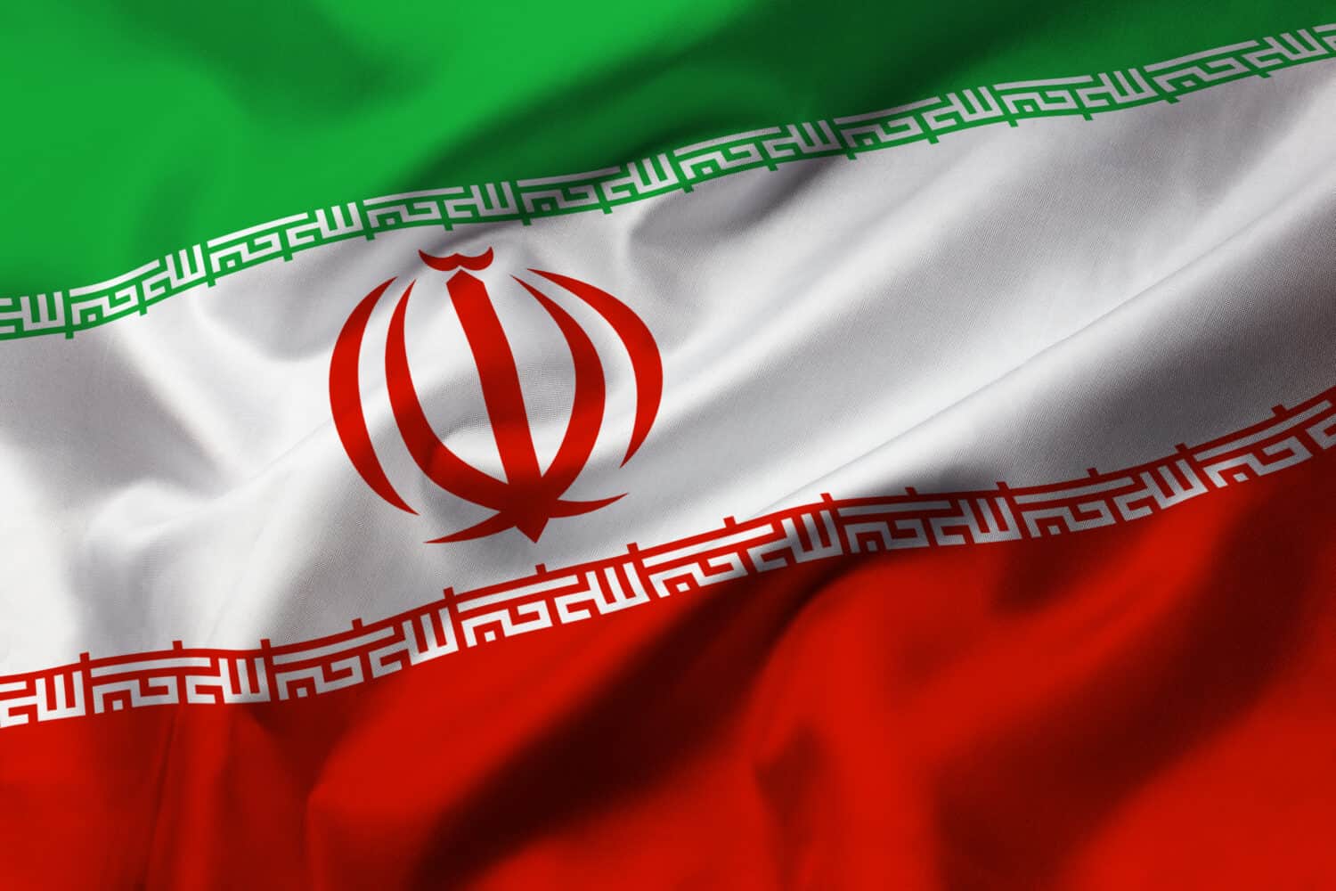Satin texture of curved flag of Iran