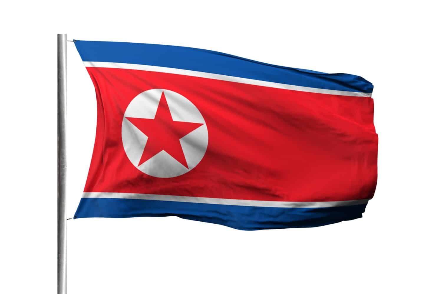 North Korea flag isolated on white background with clipping path. flag symbols of North Korea. flag frame with empty space for your text.