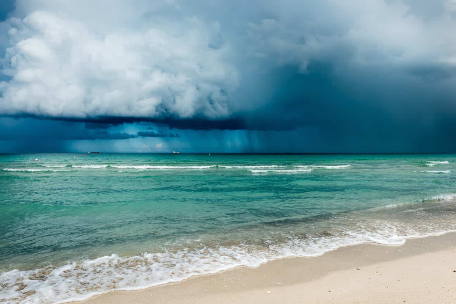 Clouds of storm over the ocean. Miami beach