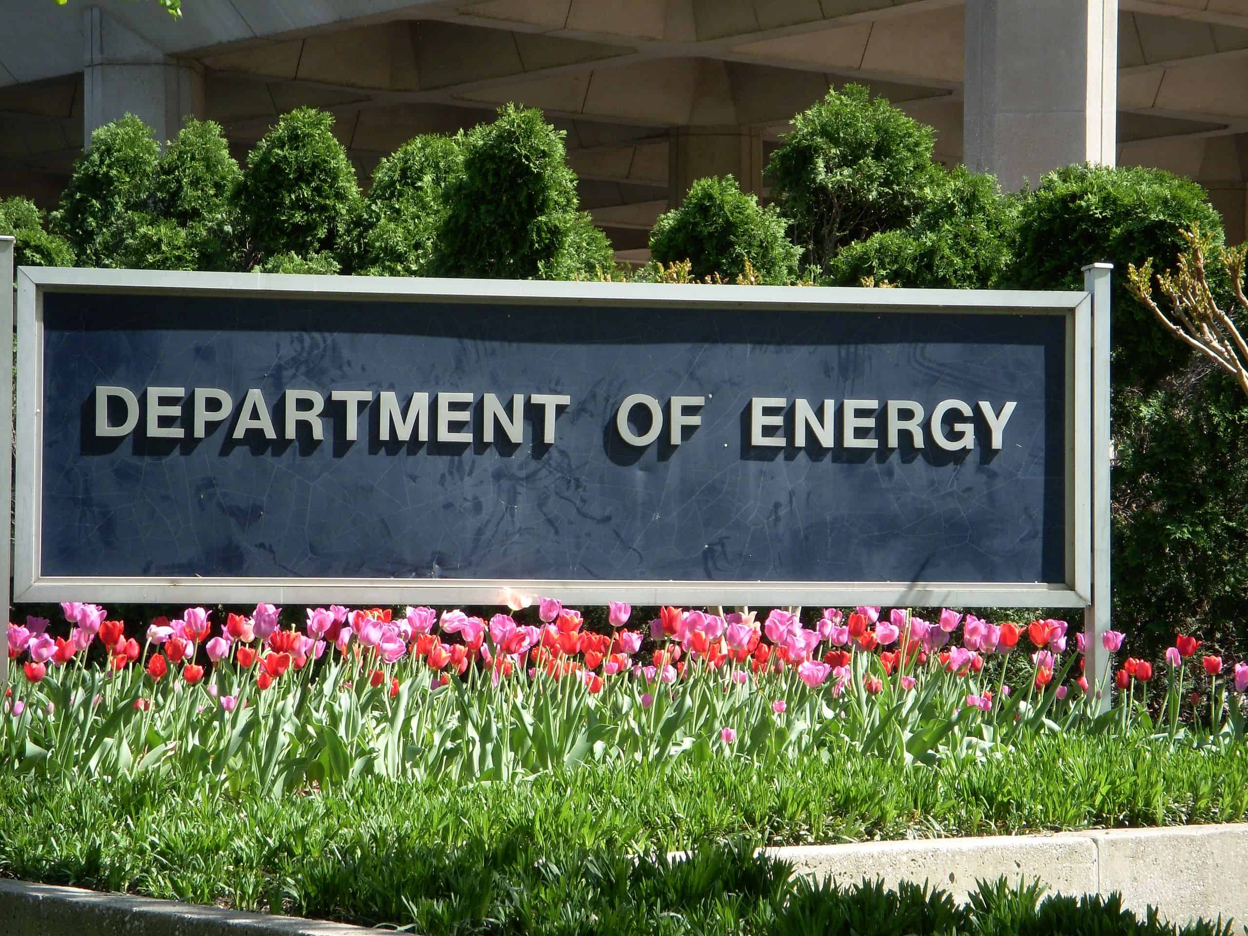 Sign at the James V Forrestal Building for the headquarters of the United States Department of Energy in Southwest Washington DC