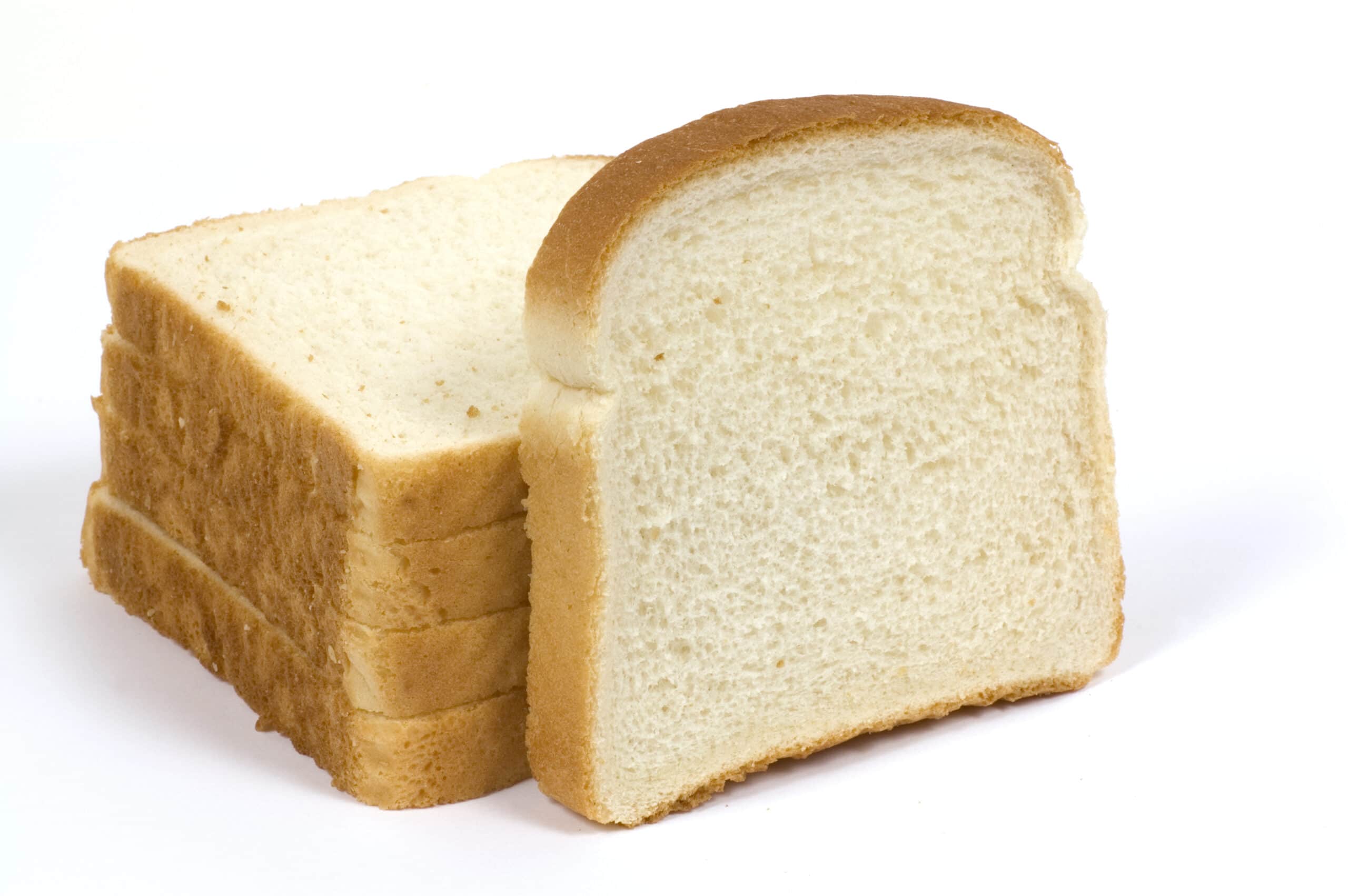 Stack of sliced white loaf of bread