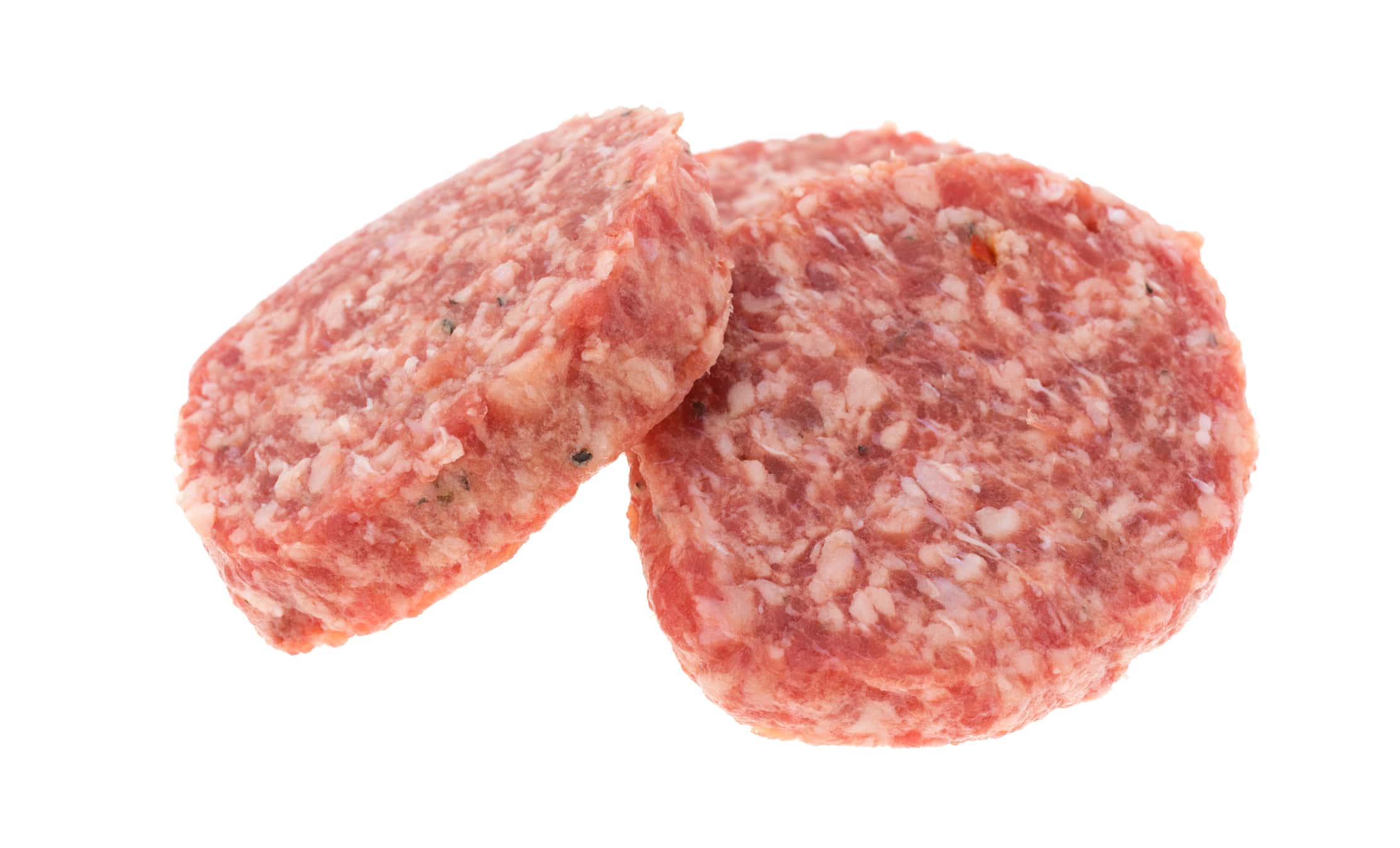 Sausage patties isolated on a white background