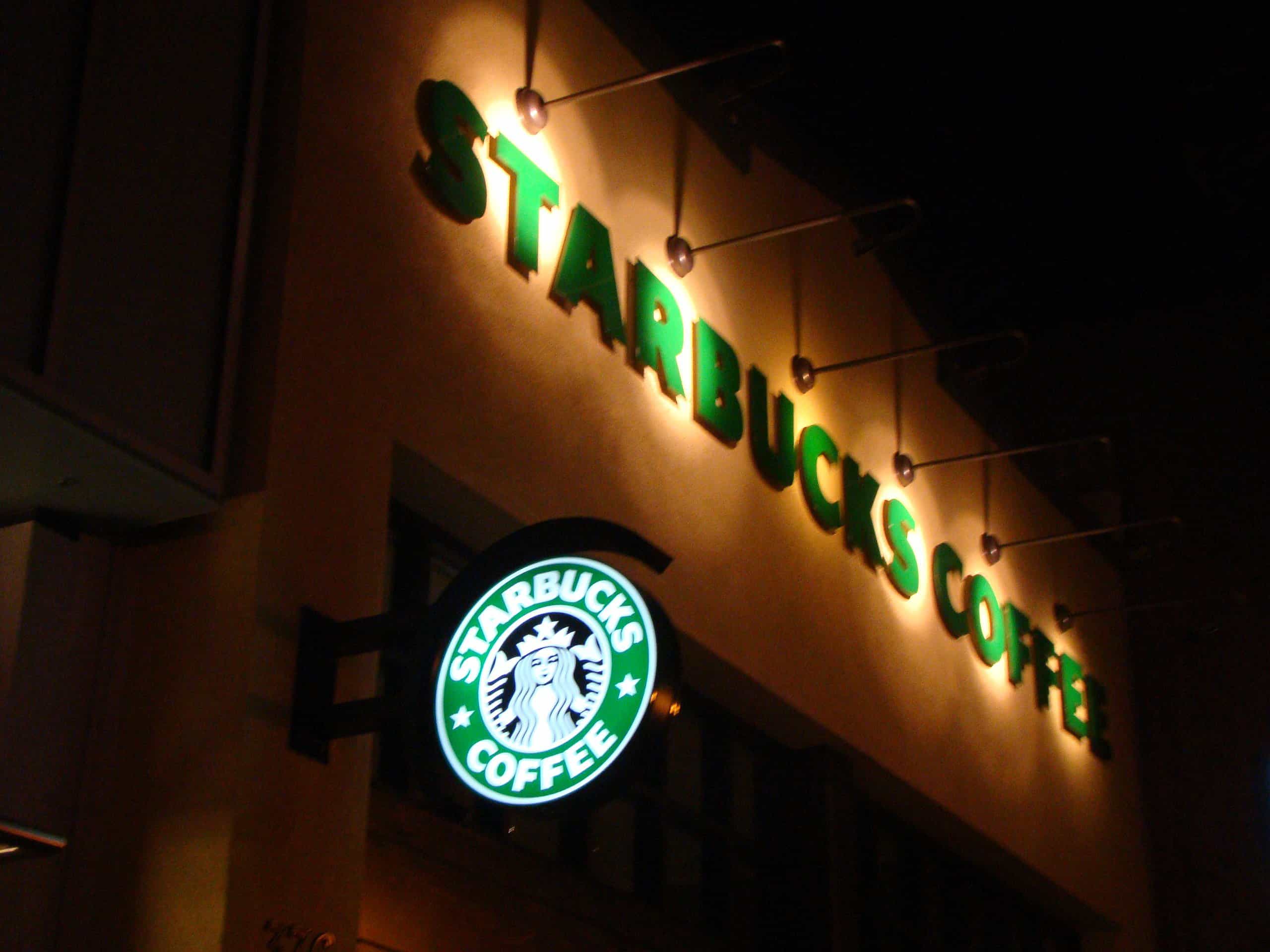 Starbucks signage at night
