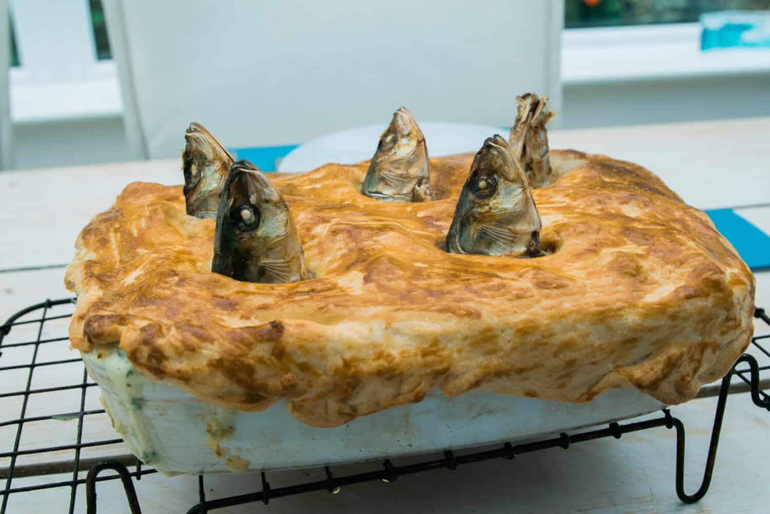 Stargazy pie in Mousehole - a Cornish dish