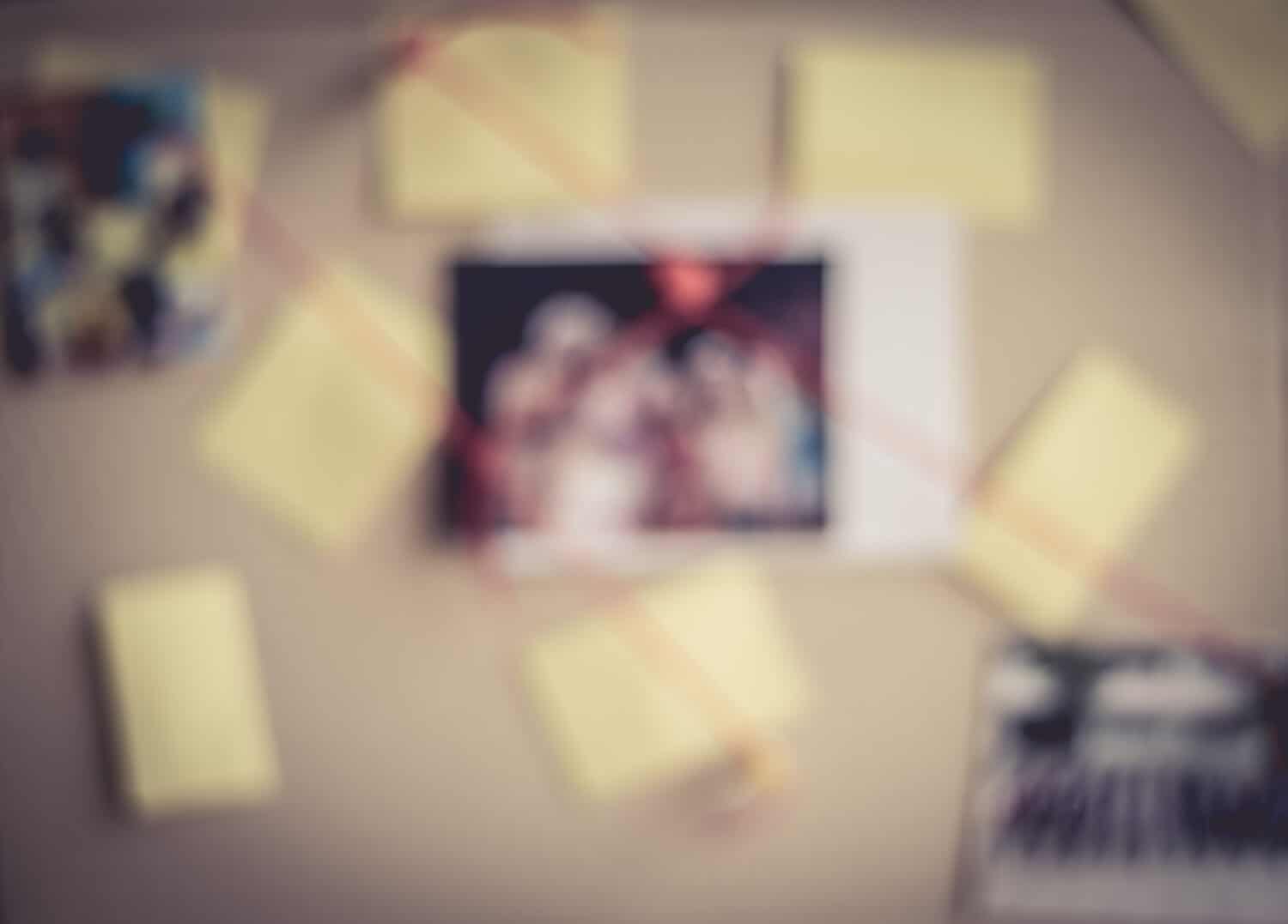 Blurred evidence background in crime concept.