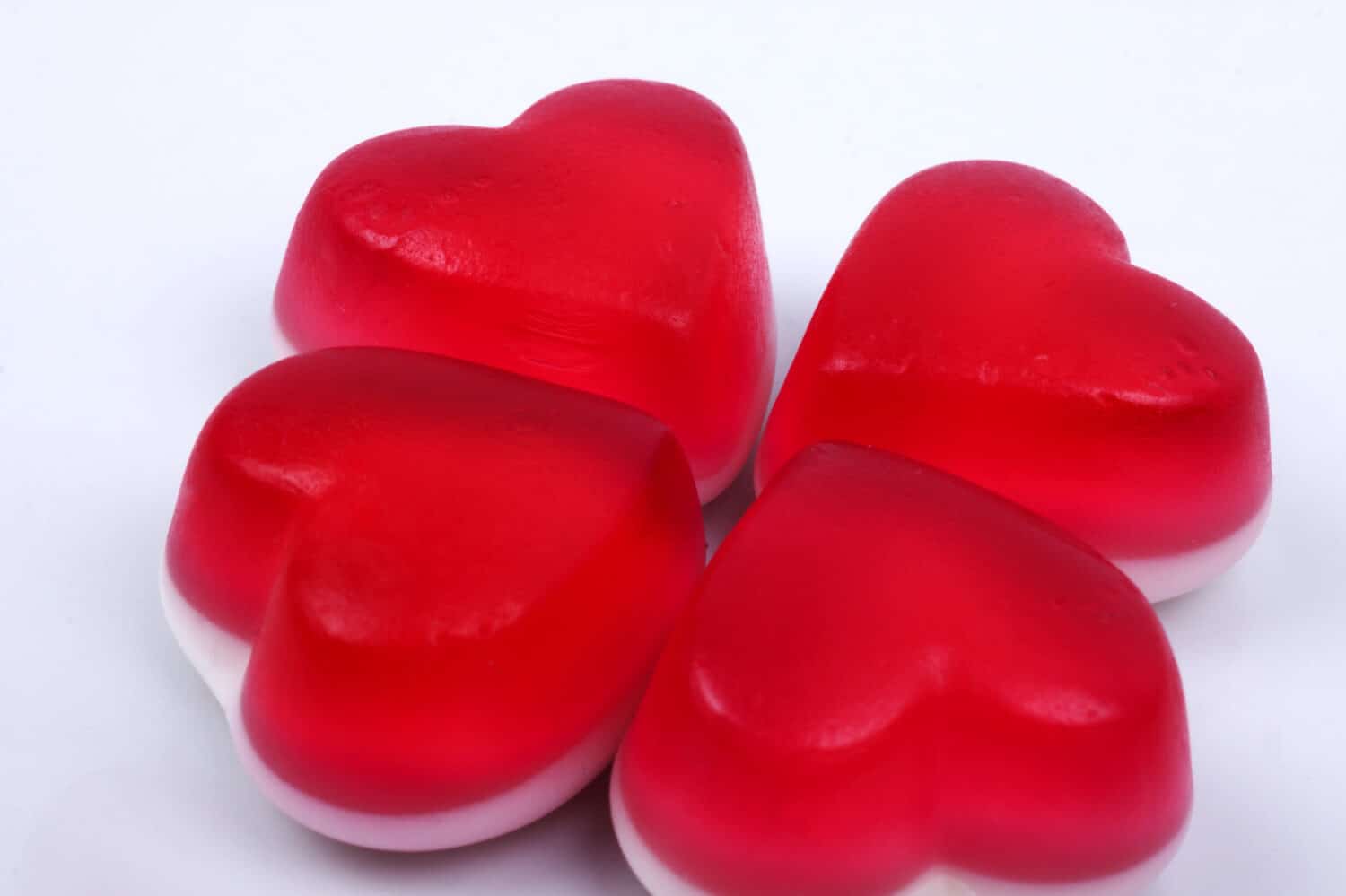 red heart gummy candy isolated on a white background