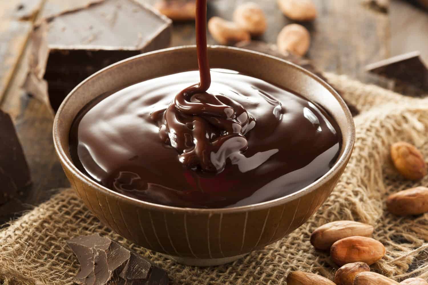 Sweet Dark Chocolate Sauce in a Bowl