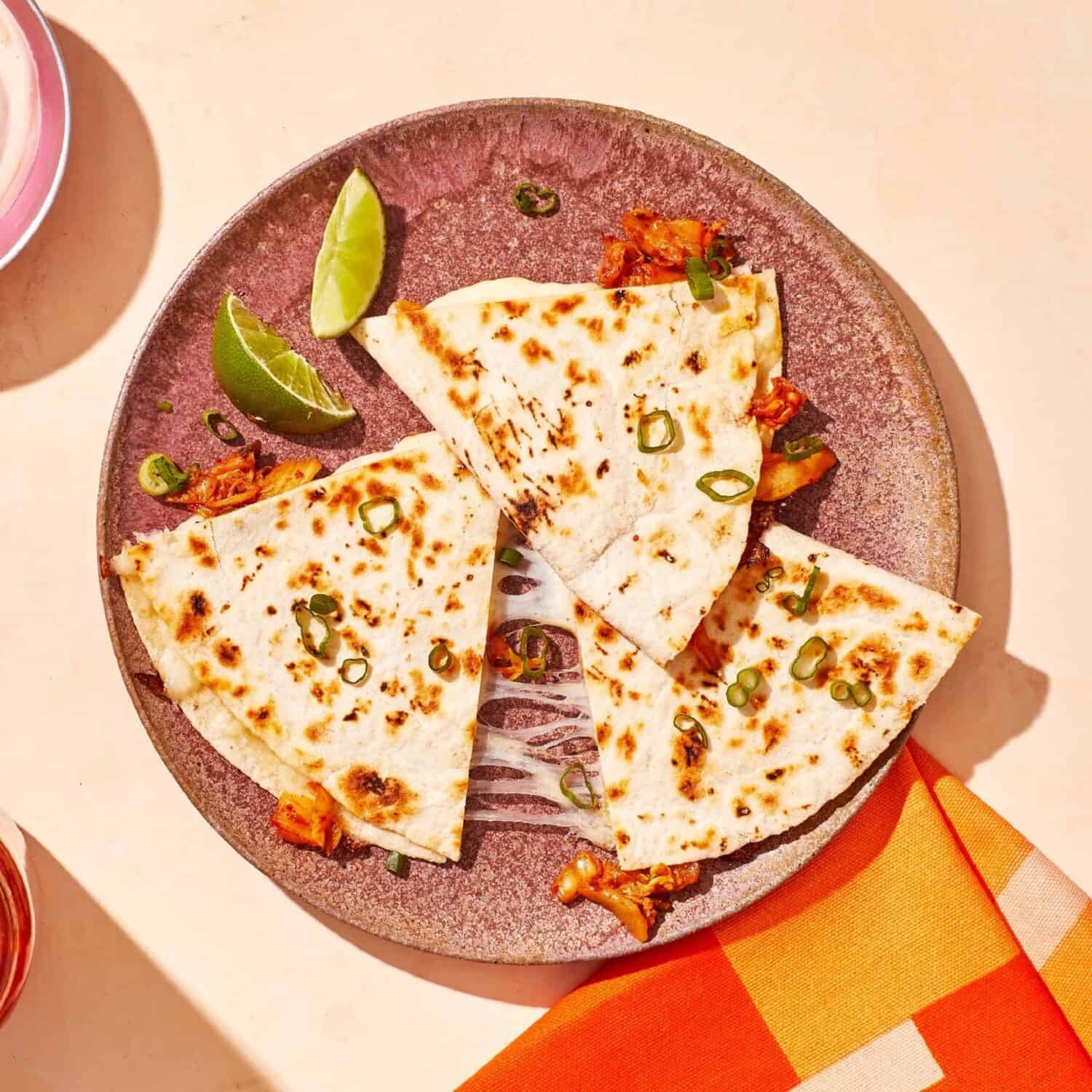 Kimchi Quesadillas served on a plate