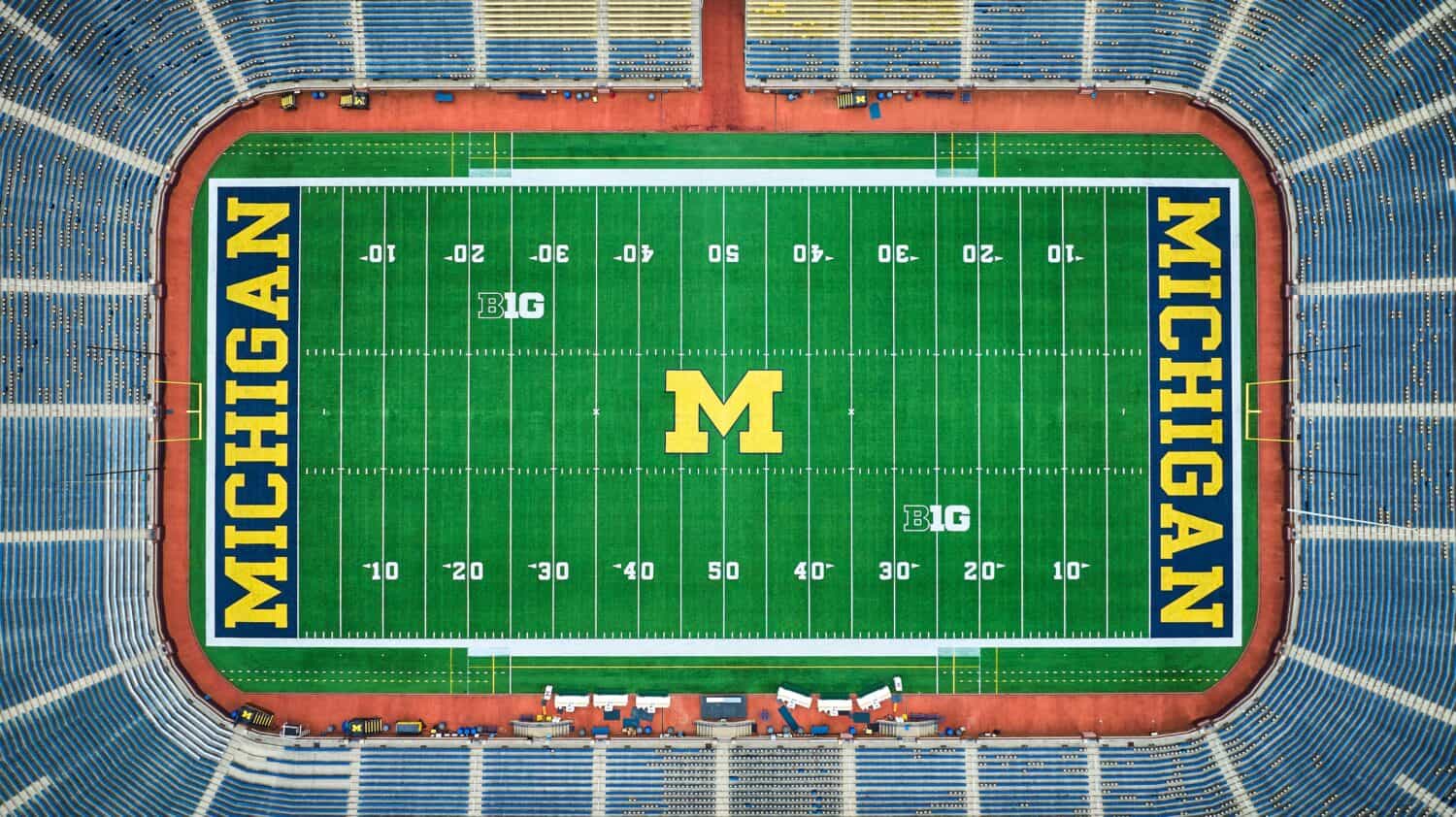 Aerial Top Down of Empty Michigan Wolverines Football Stadium
