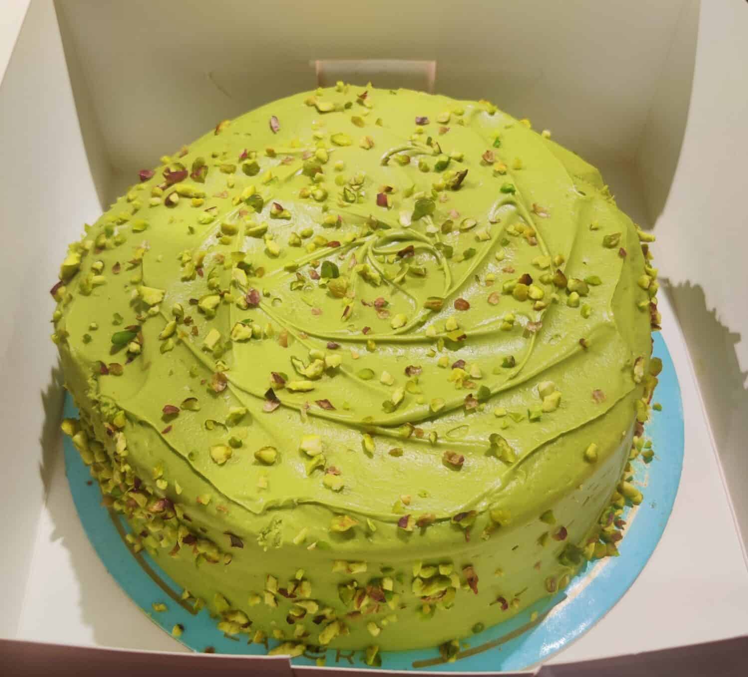 Delicious fresh pistachio cake by Layers.