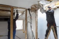 Preparation for renovation in the apartment.
Home renovation workers crew.