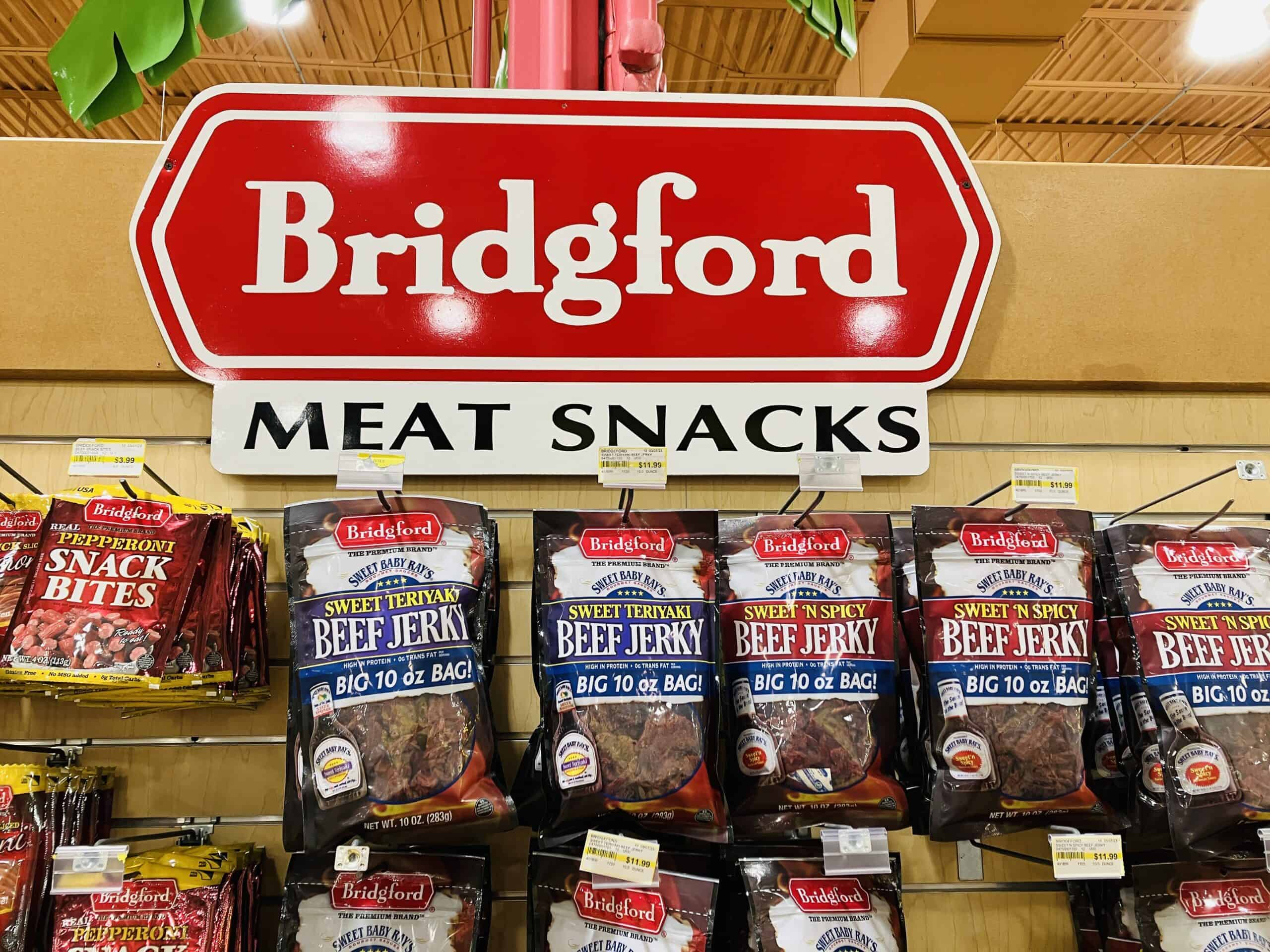 Bridgford meat snacks store display