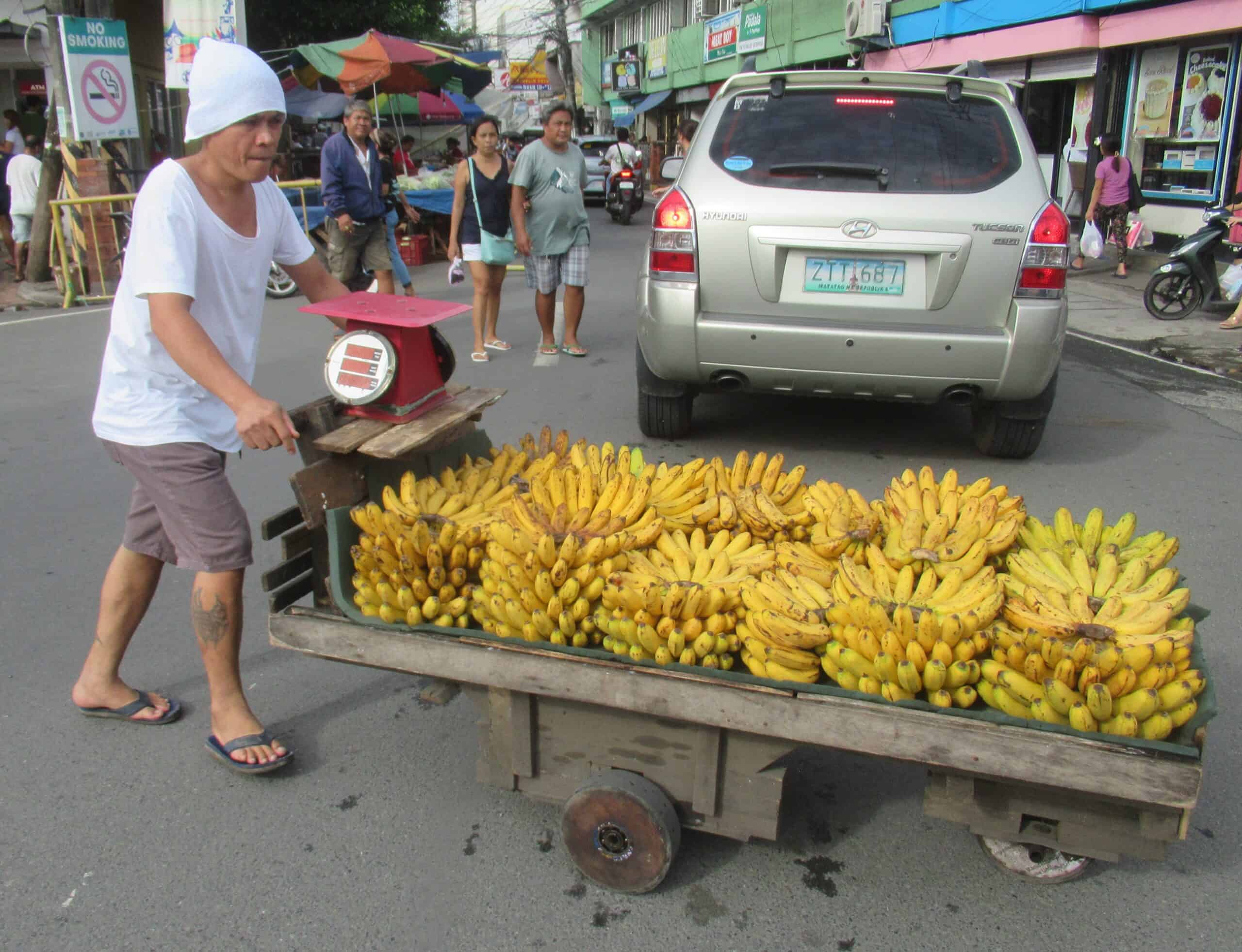 Stacks of bananas in the Philippines