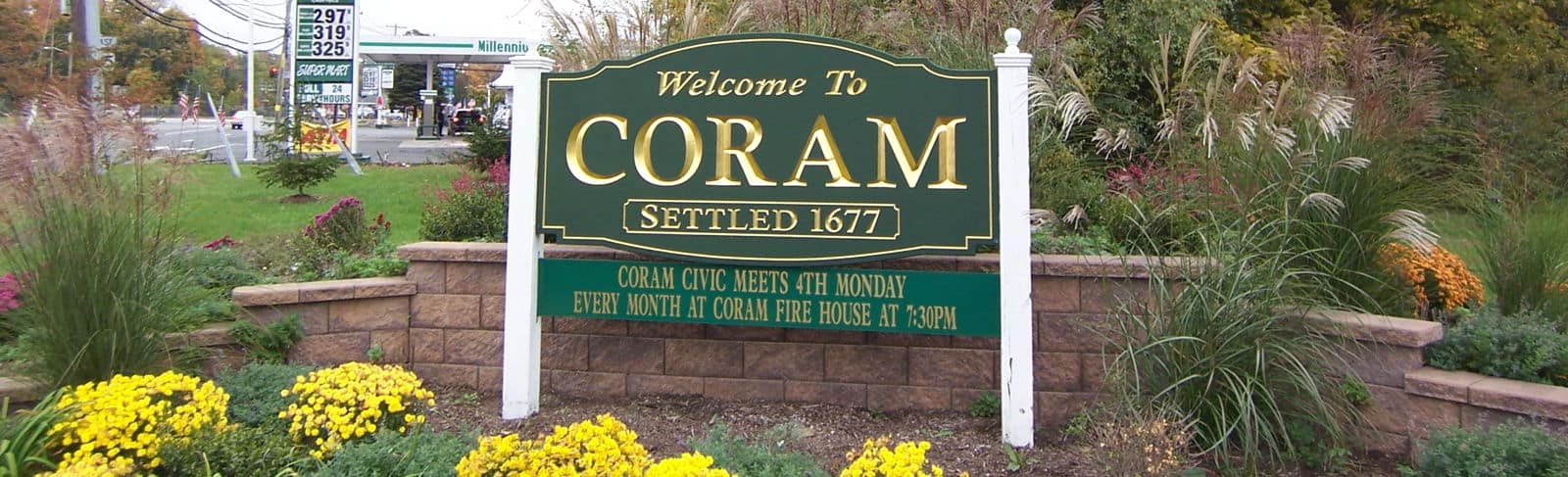 Welcome sign for Coram, NY by Premiess