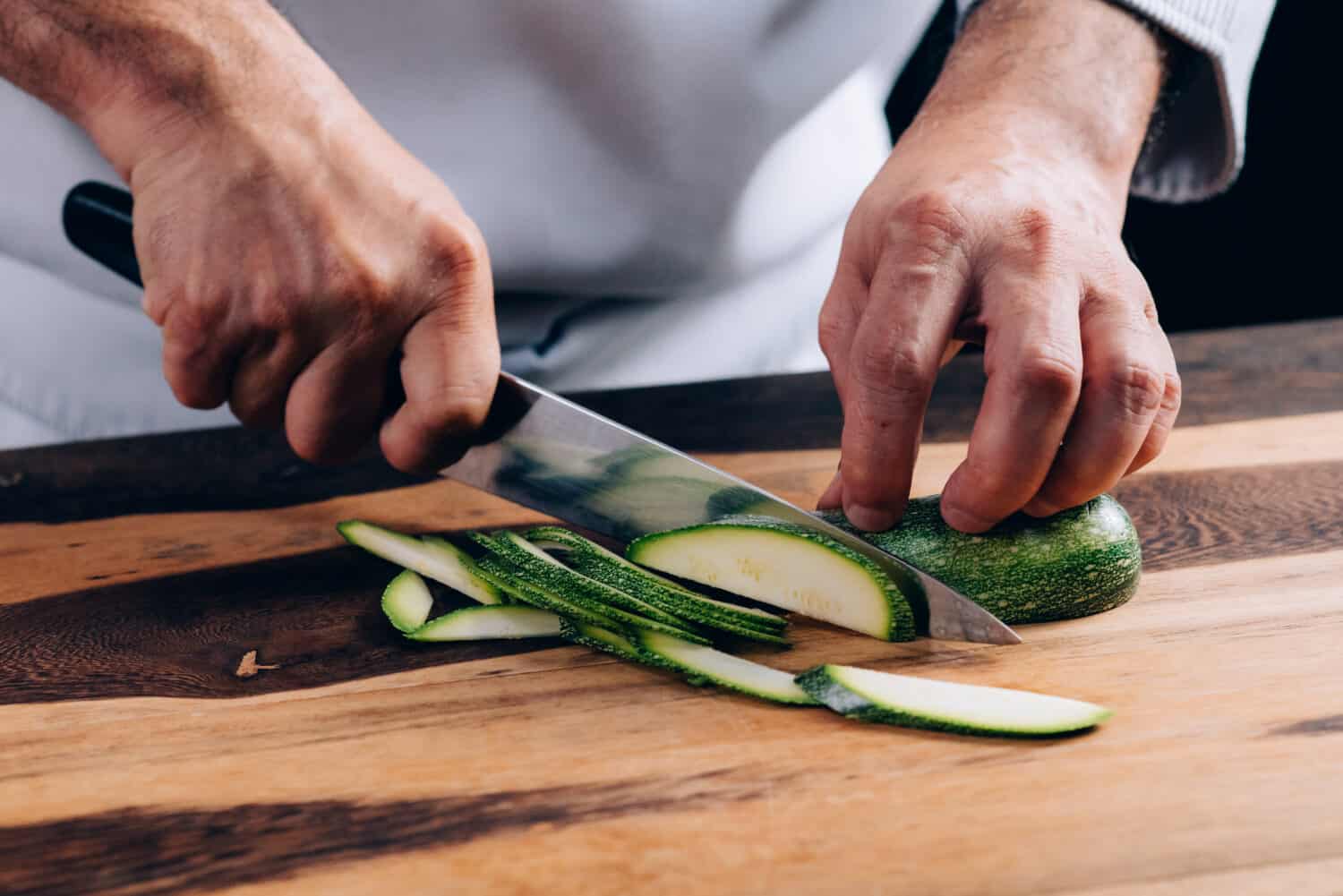 Cutting Zucchini using Victorinox Knife