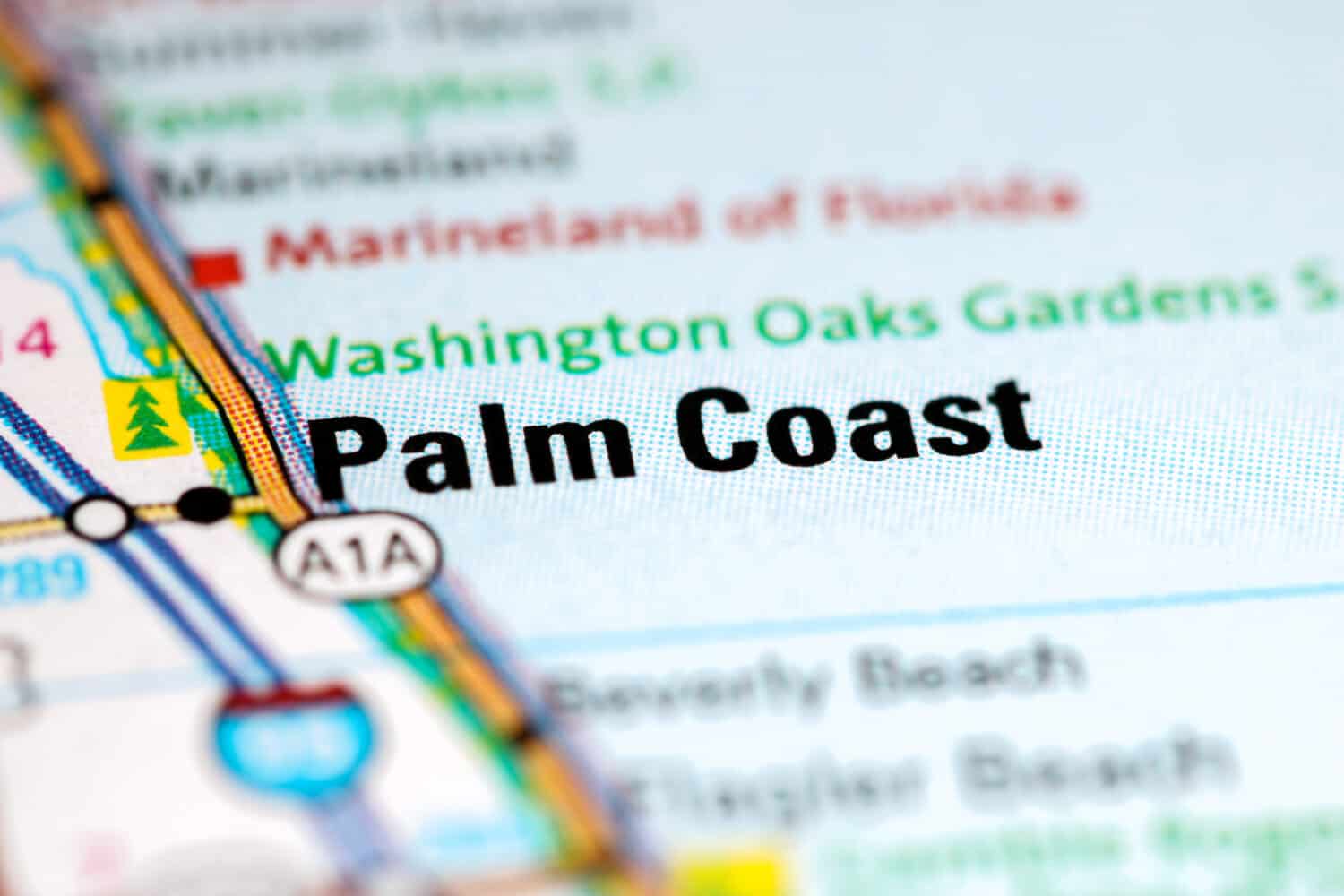 Palm Coast. Florida. USA on a map