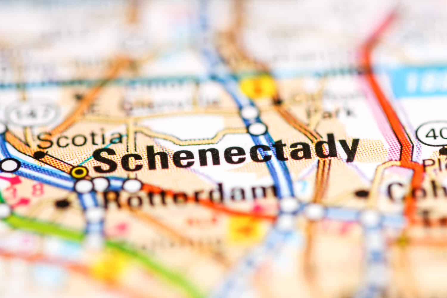 Schenectady. New York. USA on a geography map