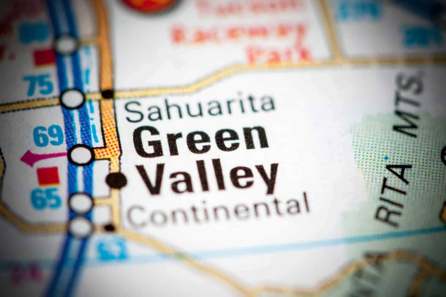 Green Valley. Arizona. USA on a map