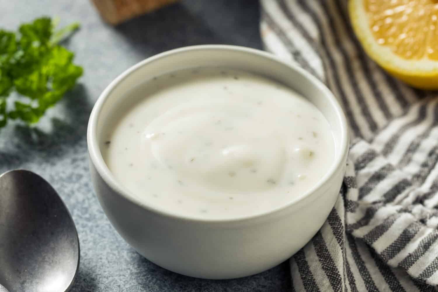 Homemade Organic Ranch Dressing in a Bowl