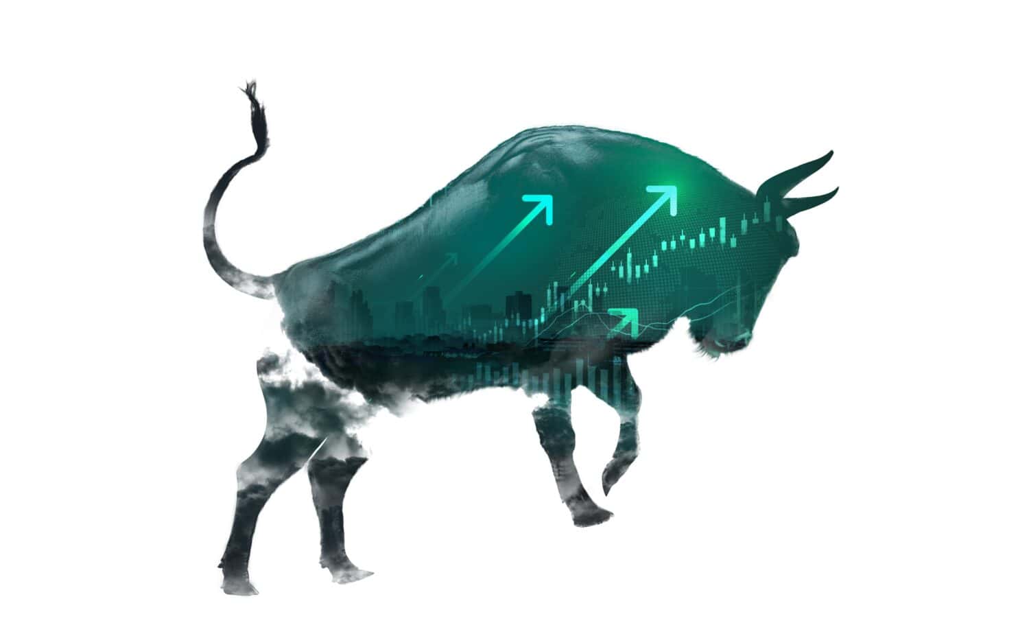 concept of bullish in stock market exchange illustration art