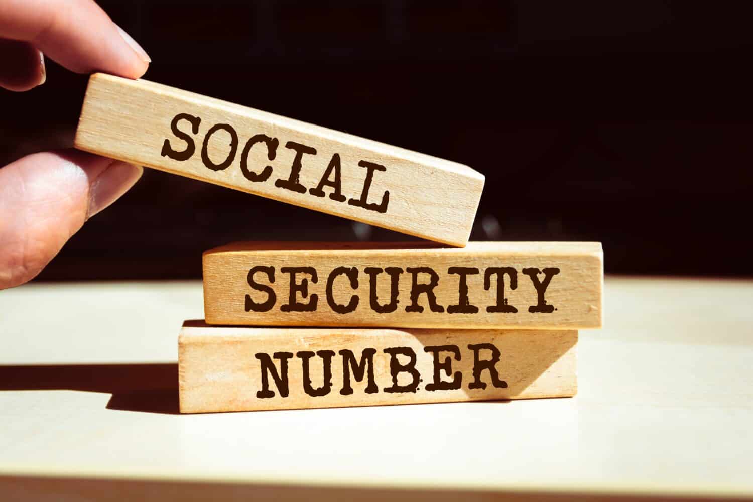 Wooden blocks with words 'Social Security Number'. Business concept