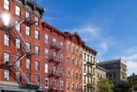 Historic Apartment Buildings along Bleecker Street in the Greenwich Village neighborhood of Manhattan, New York City