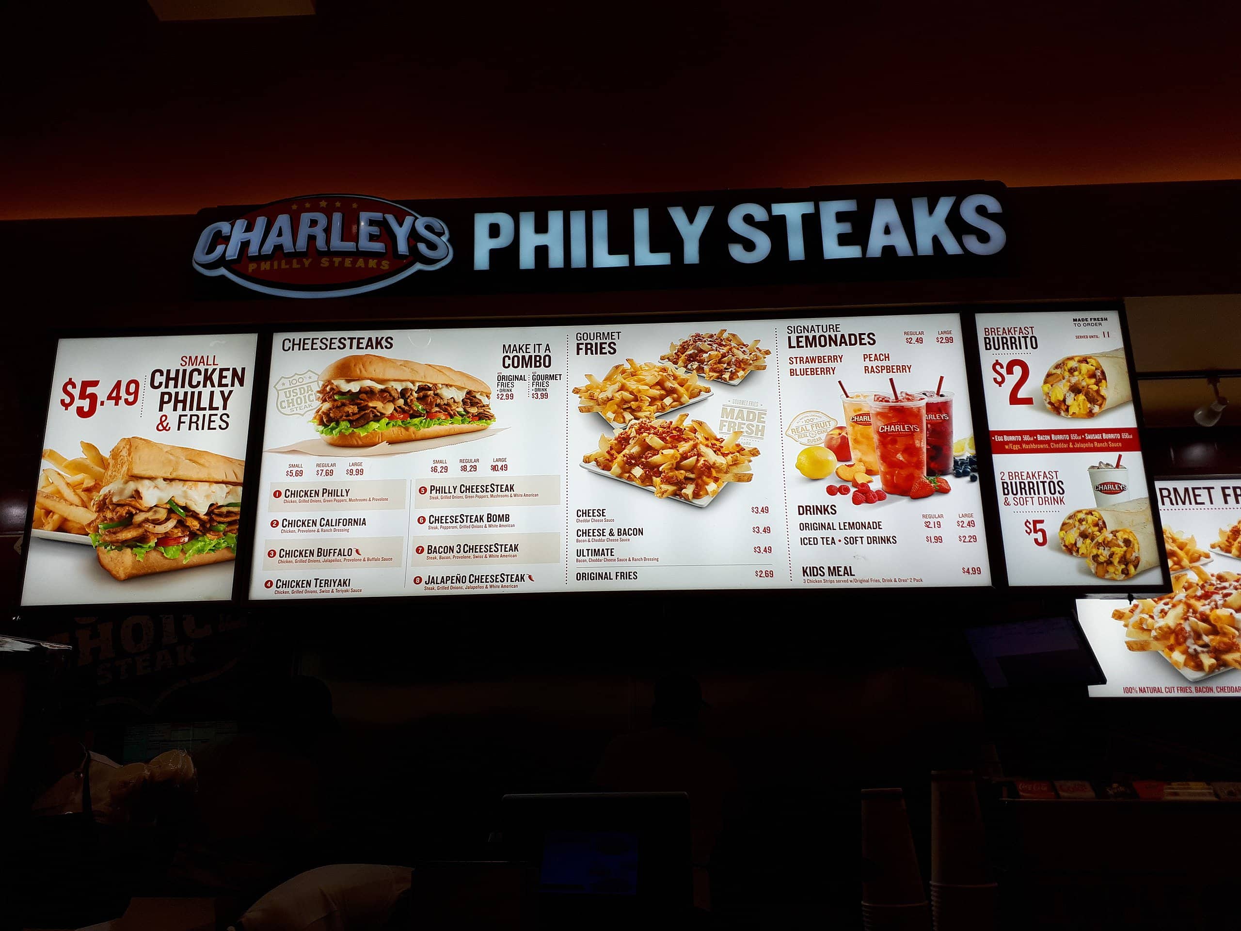 Charleys Philly Steaks Menu