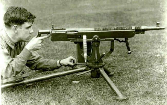More details One of the later versions of the Colt-Browning M1895 machine gun by Unknown US Army photographer 